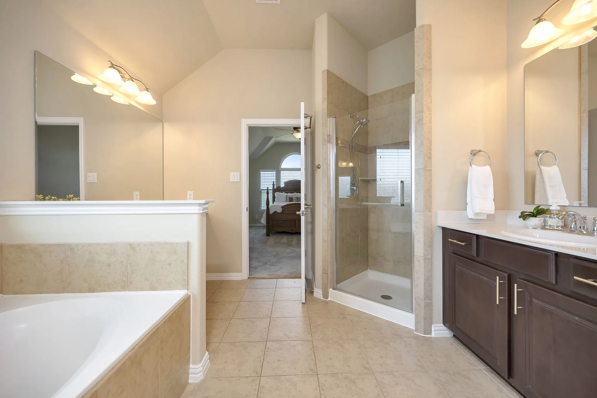 Separate tub and shower.