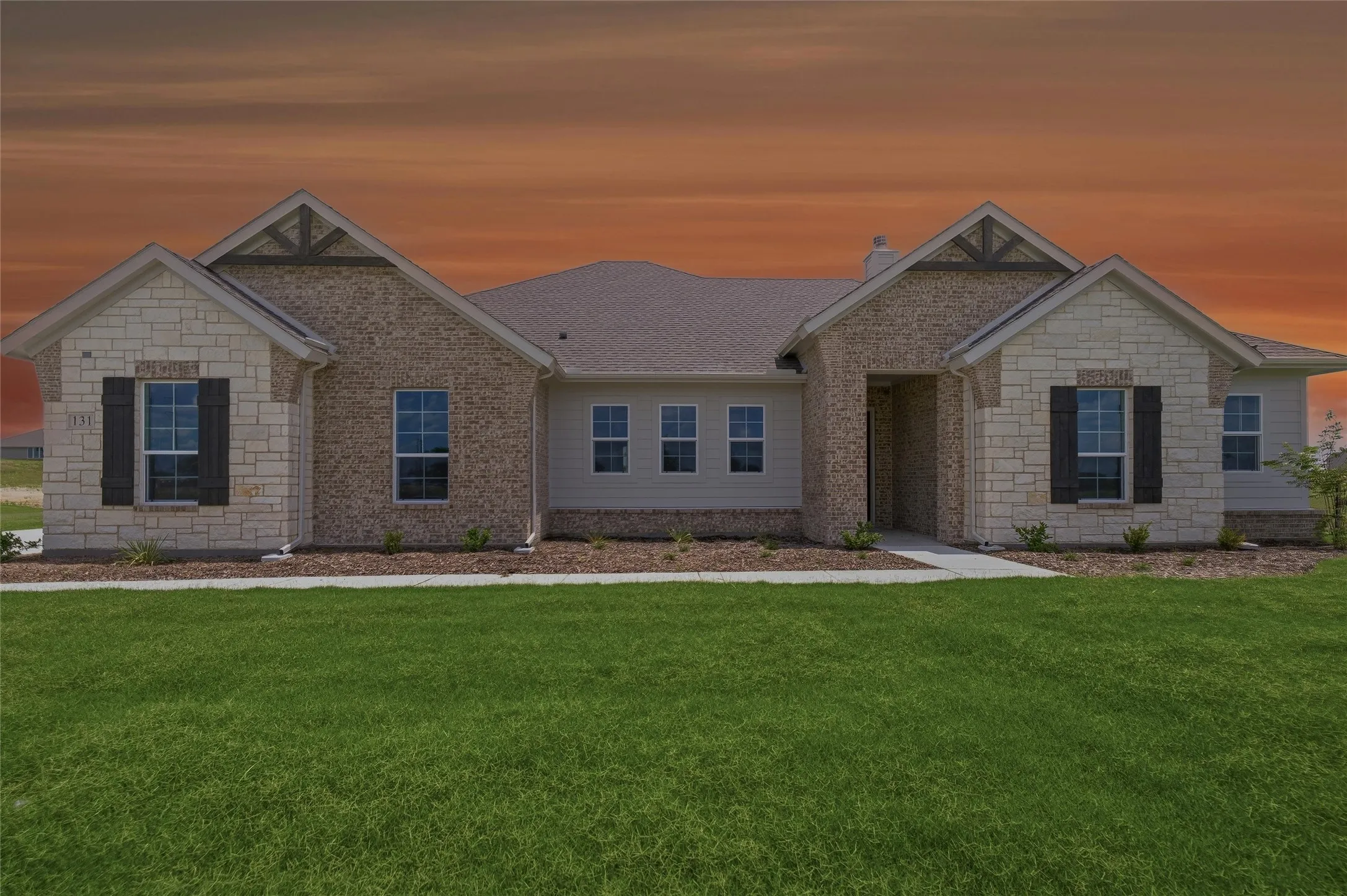 Stone and brick exterior with a gabled roof