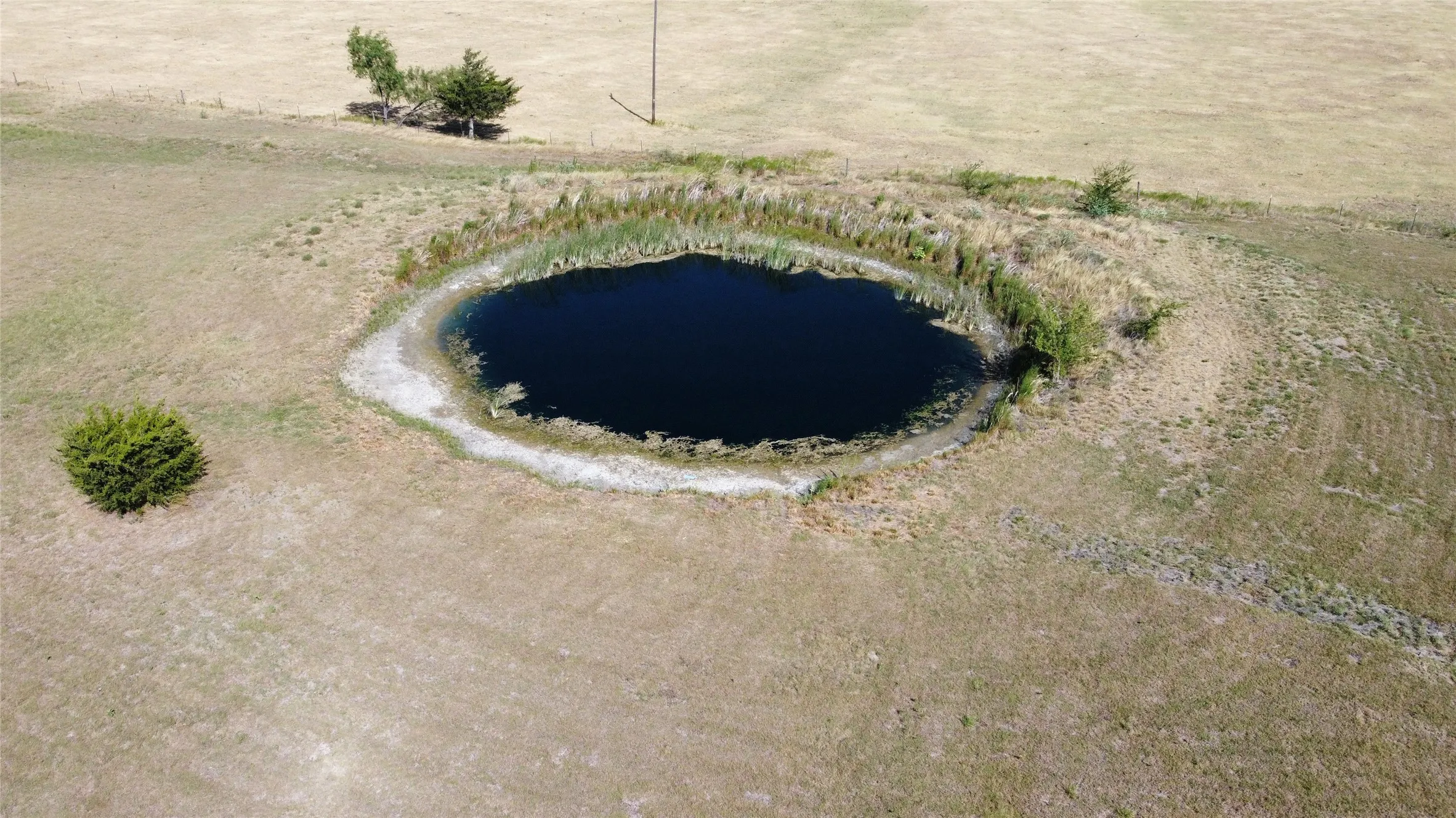 Pond with natural landscaping and surrounding open land