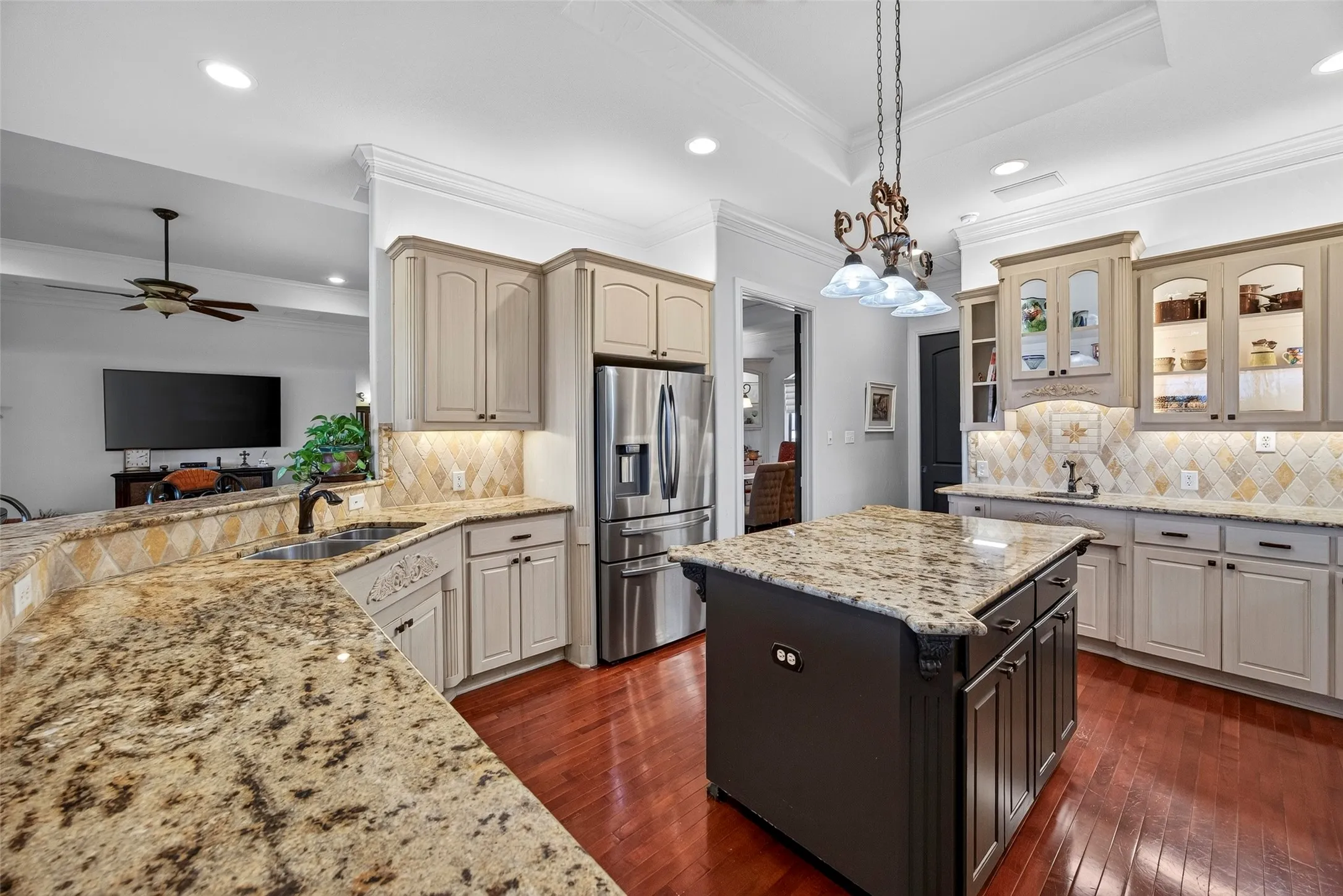 Lighted cabinets with antique German glass