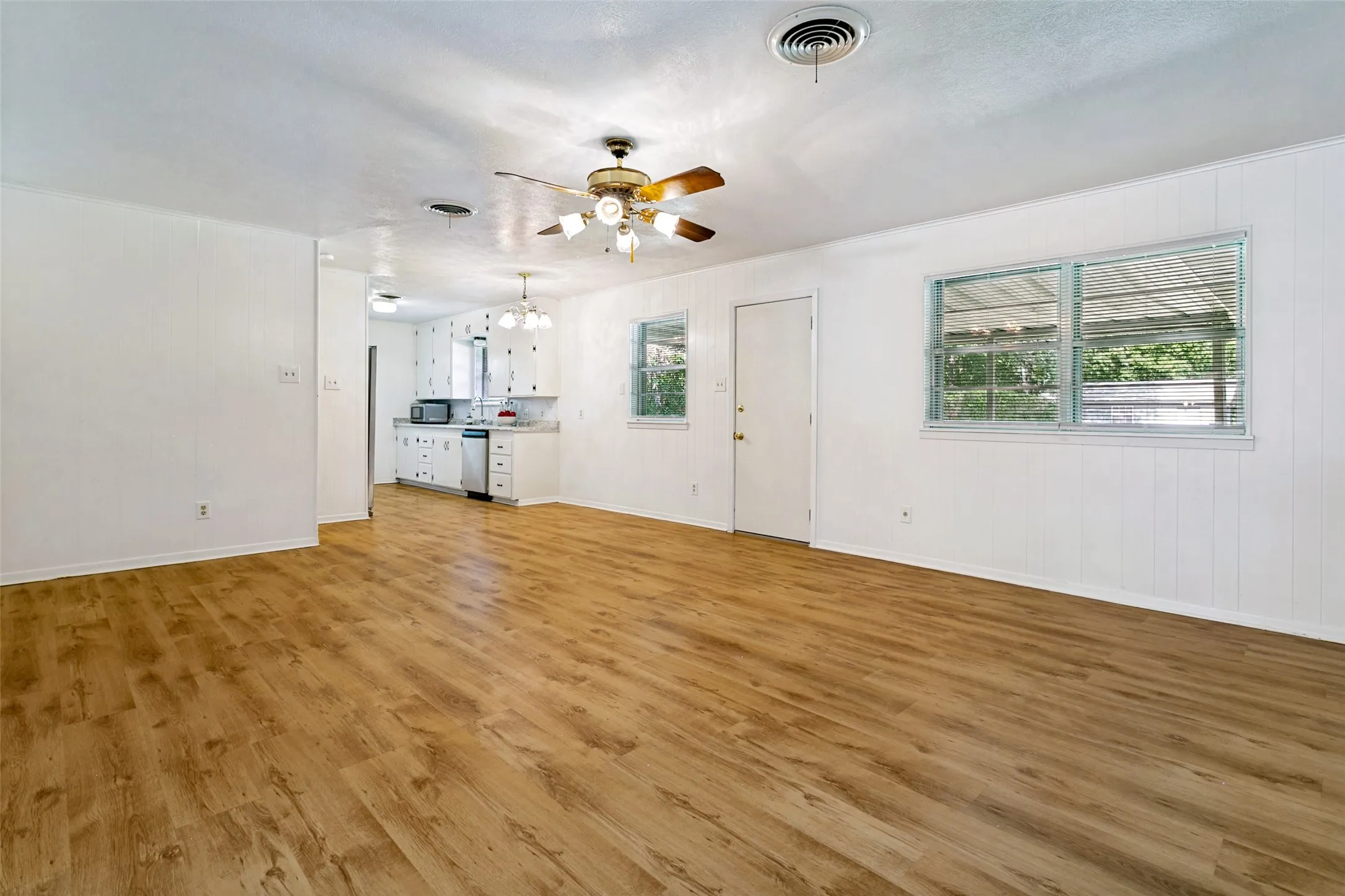 View from family room into the kitchen