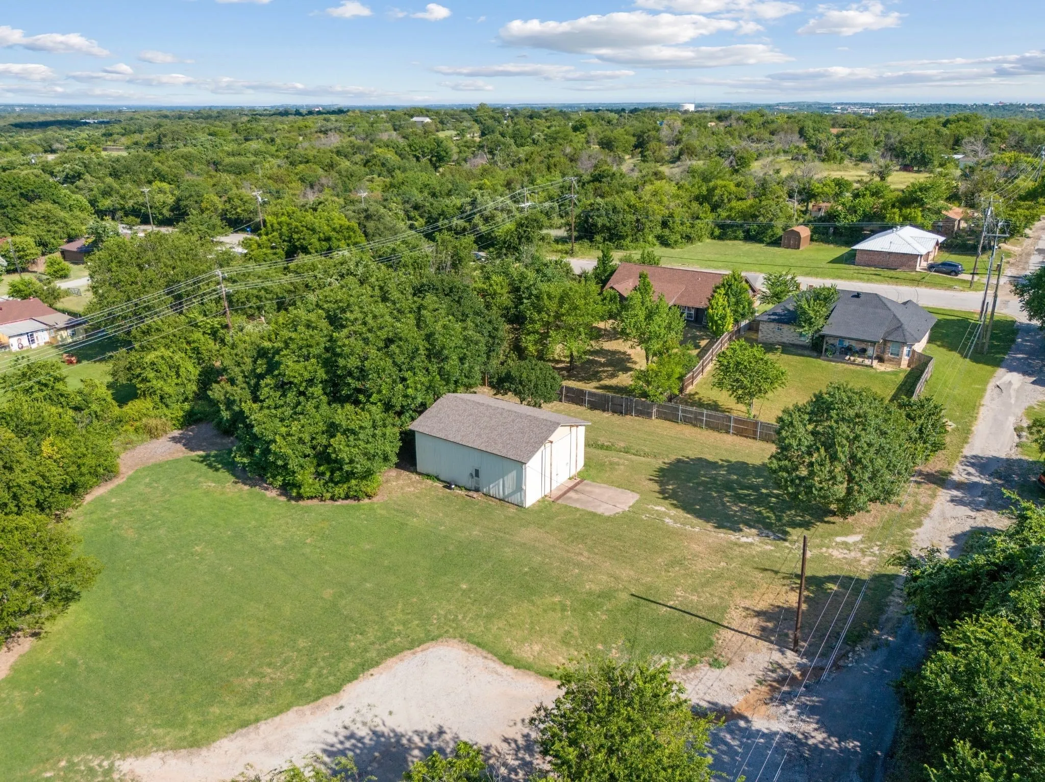 Bird's eye view of a heavily wooded area