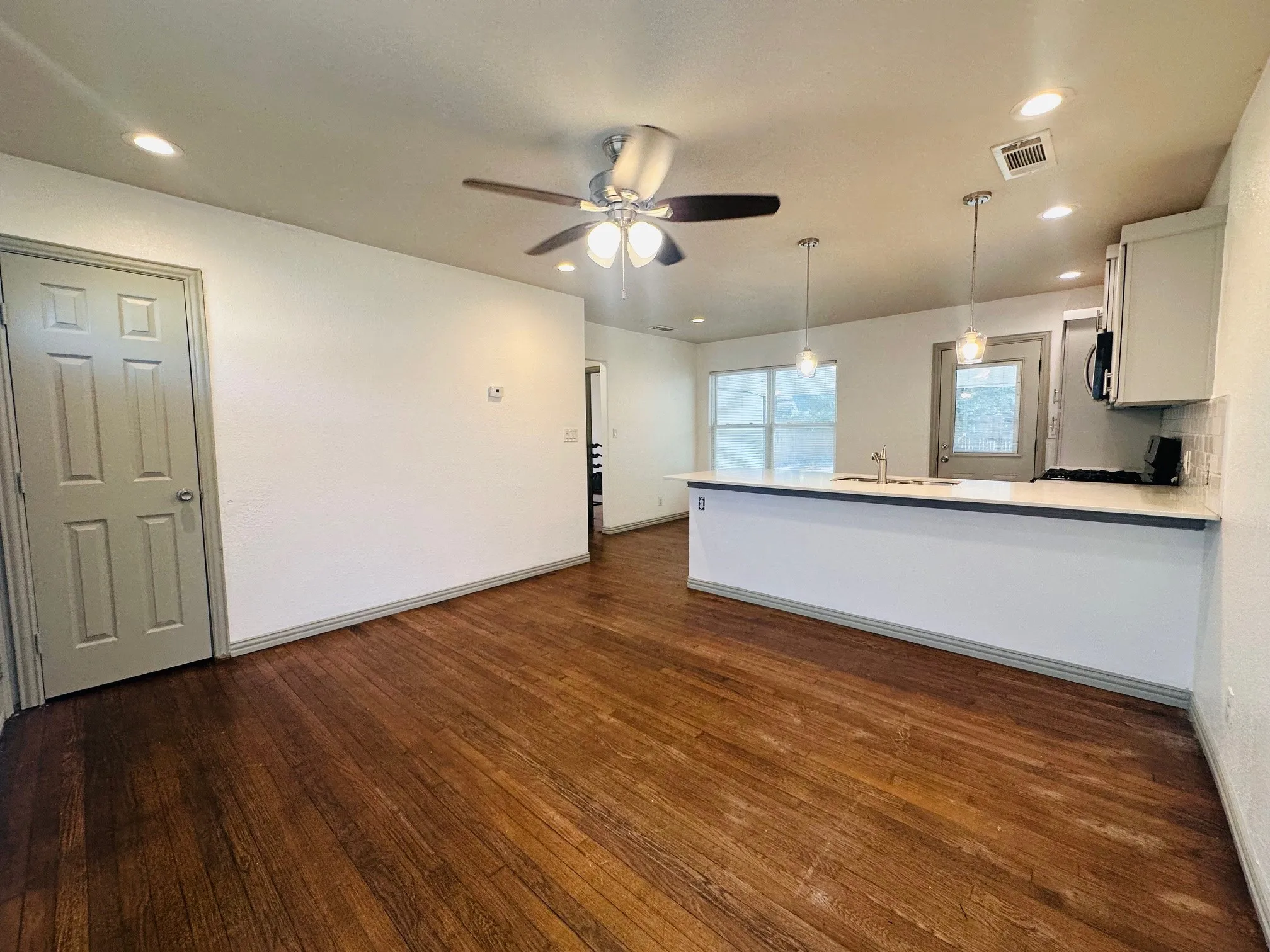 Living room with real hardwood floors