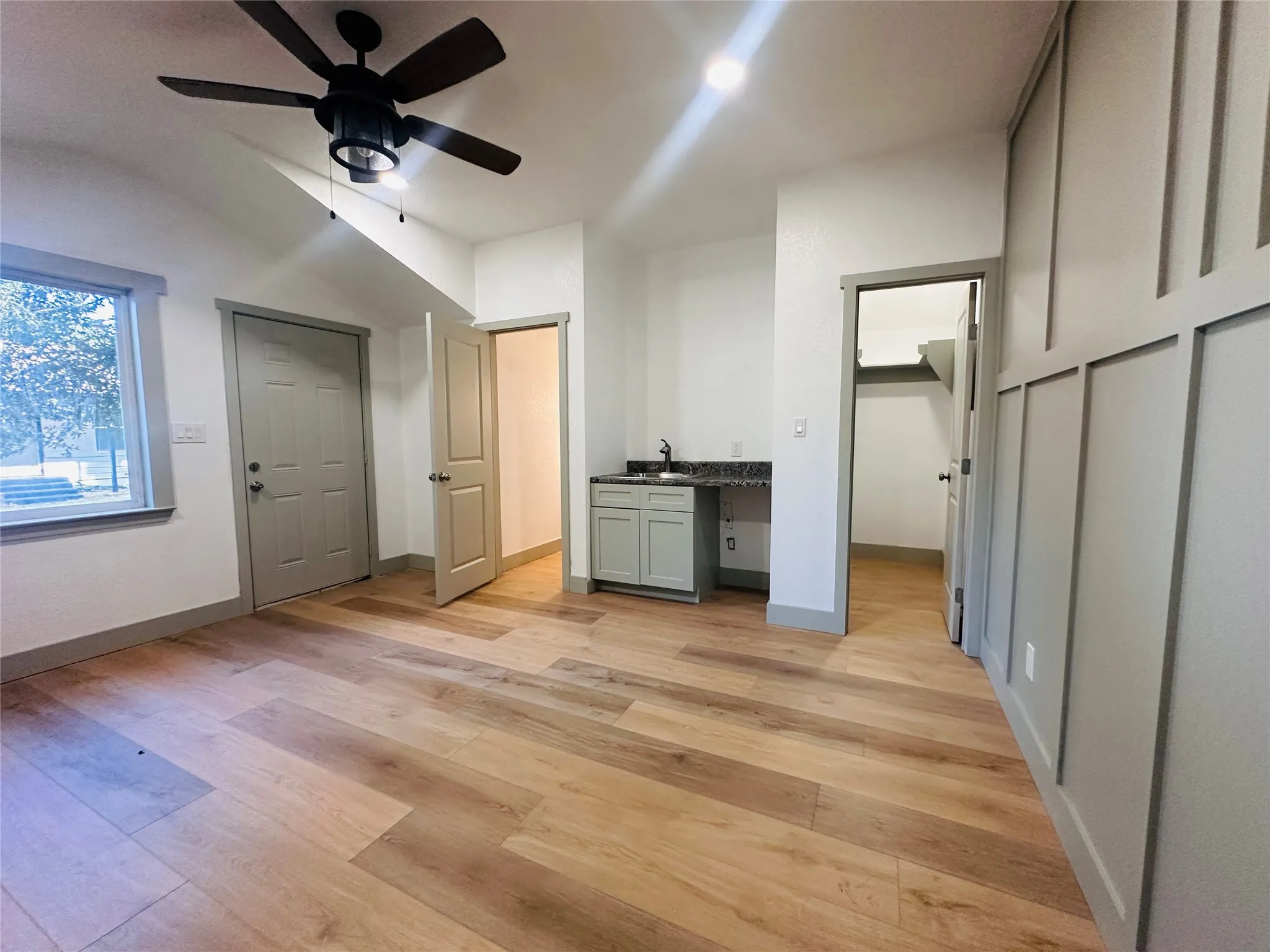 Guest house has sink & room for small refrigerator