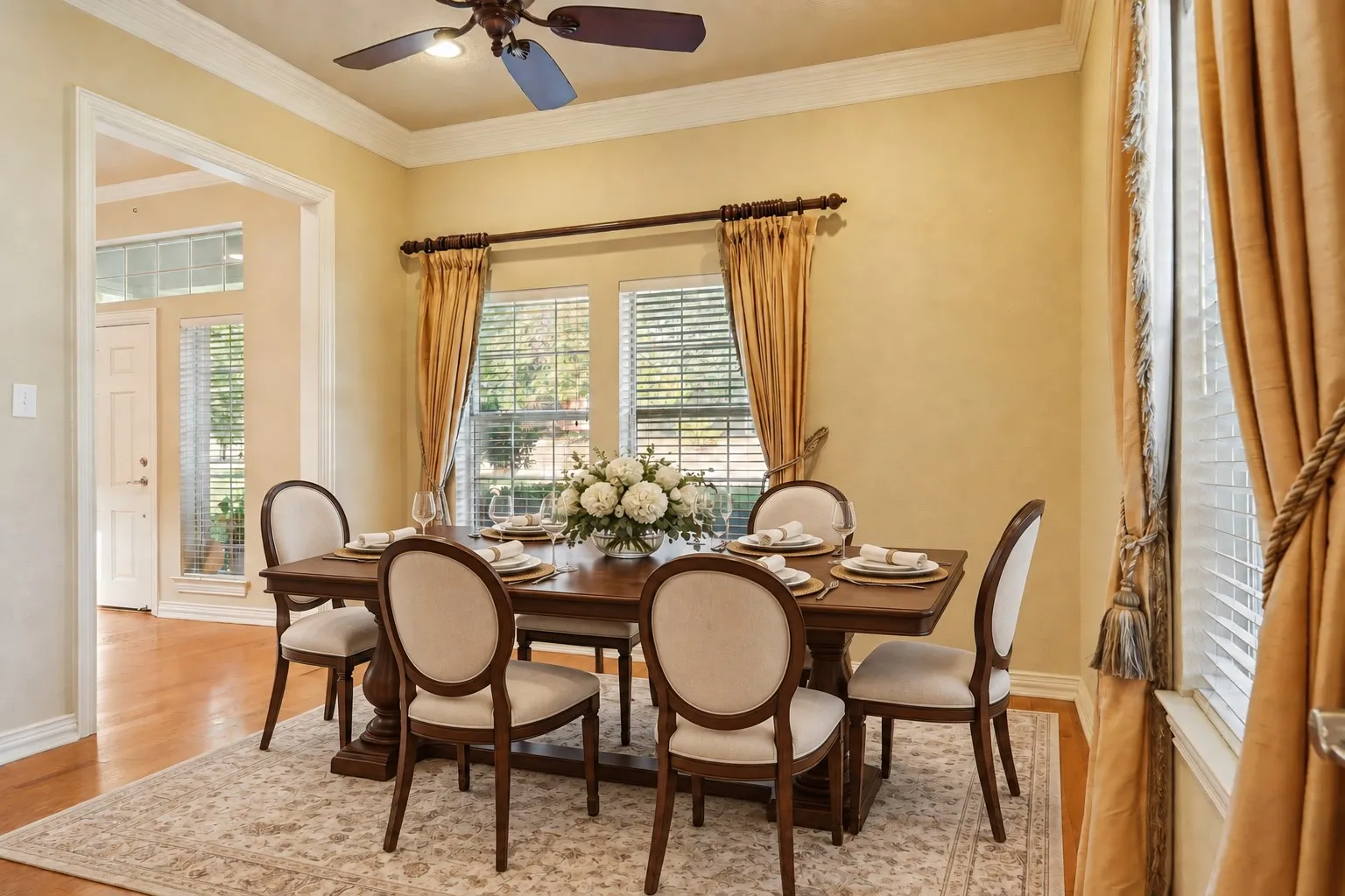 Hardwood-style flooring throughout