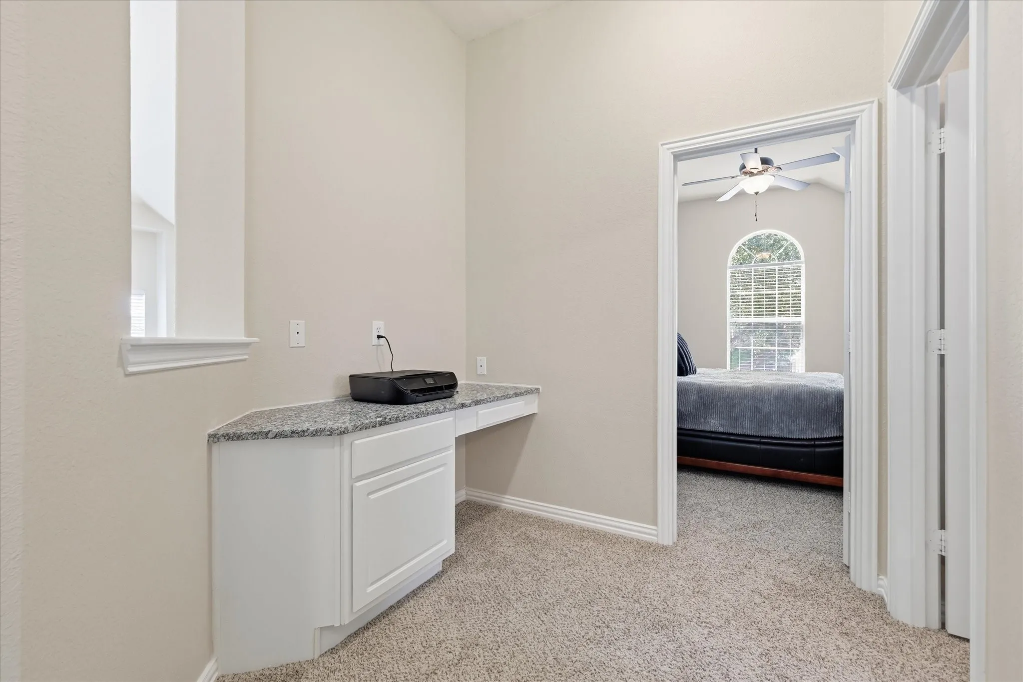 Built-in desk in upstairs hall