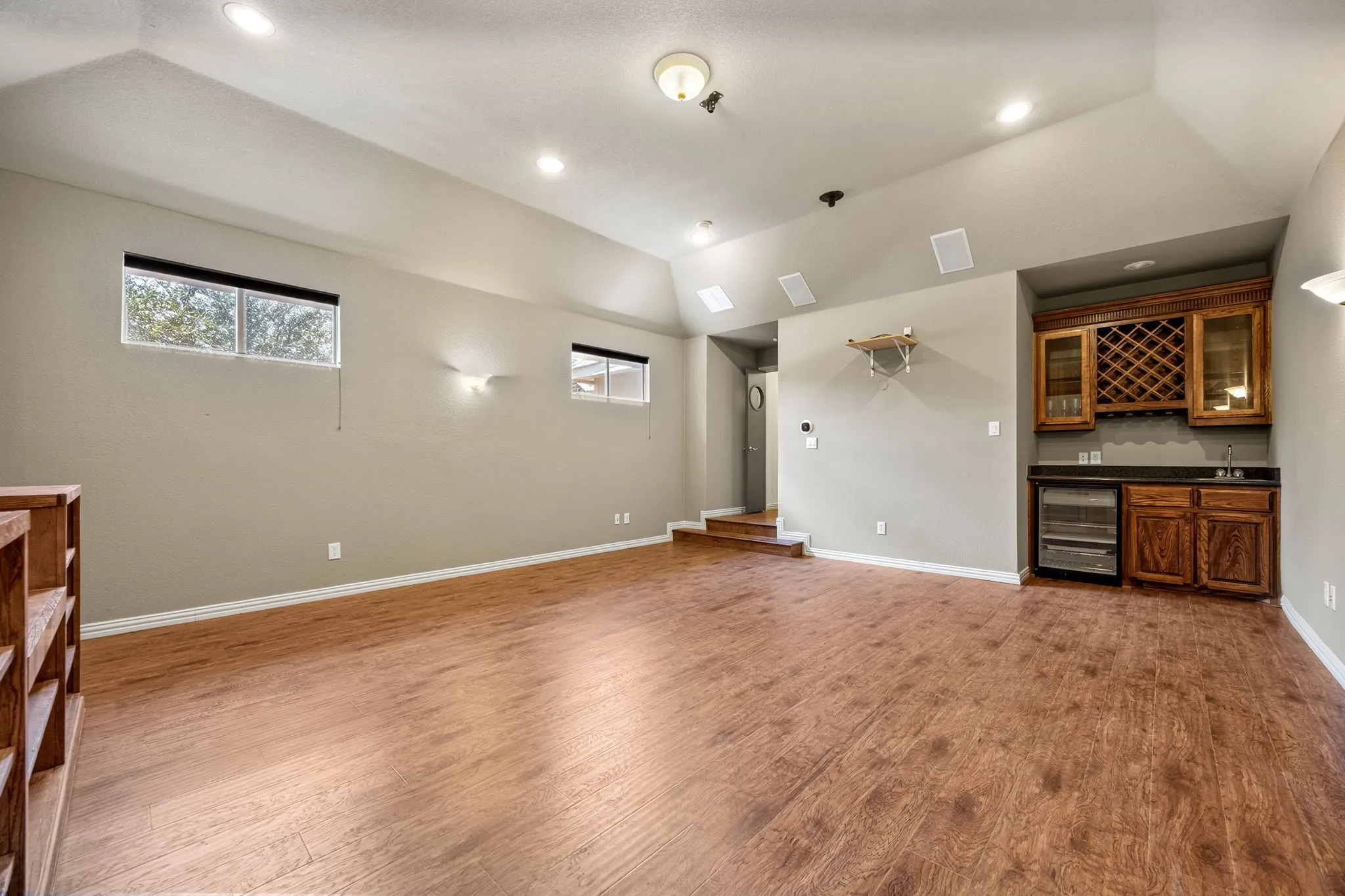 Media room built-in wet bar