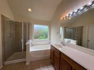 Seperate Garden/Soaking Tub and Shower. Plumbing for Second Sink in Primary Bath is Present.