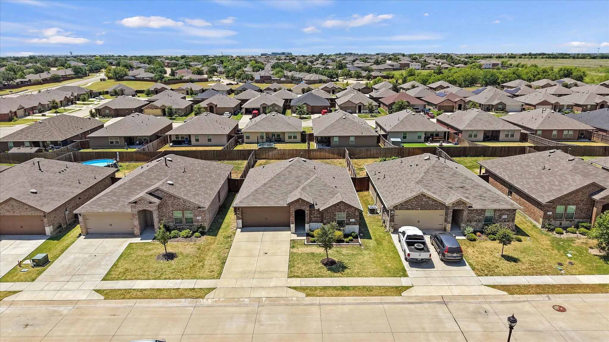 Aerial view of the front of the home