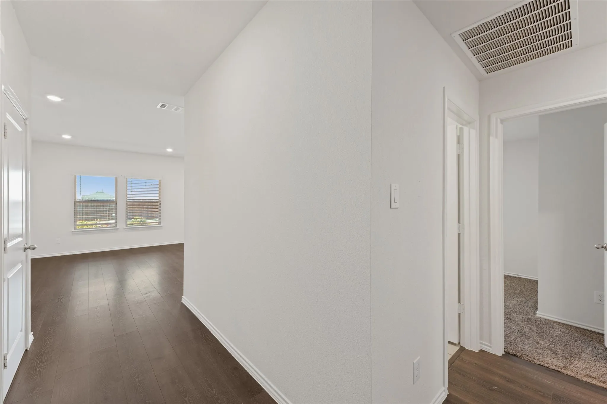 When you enter the home the secondary bedrooms are on the right.