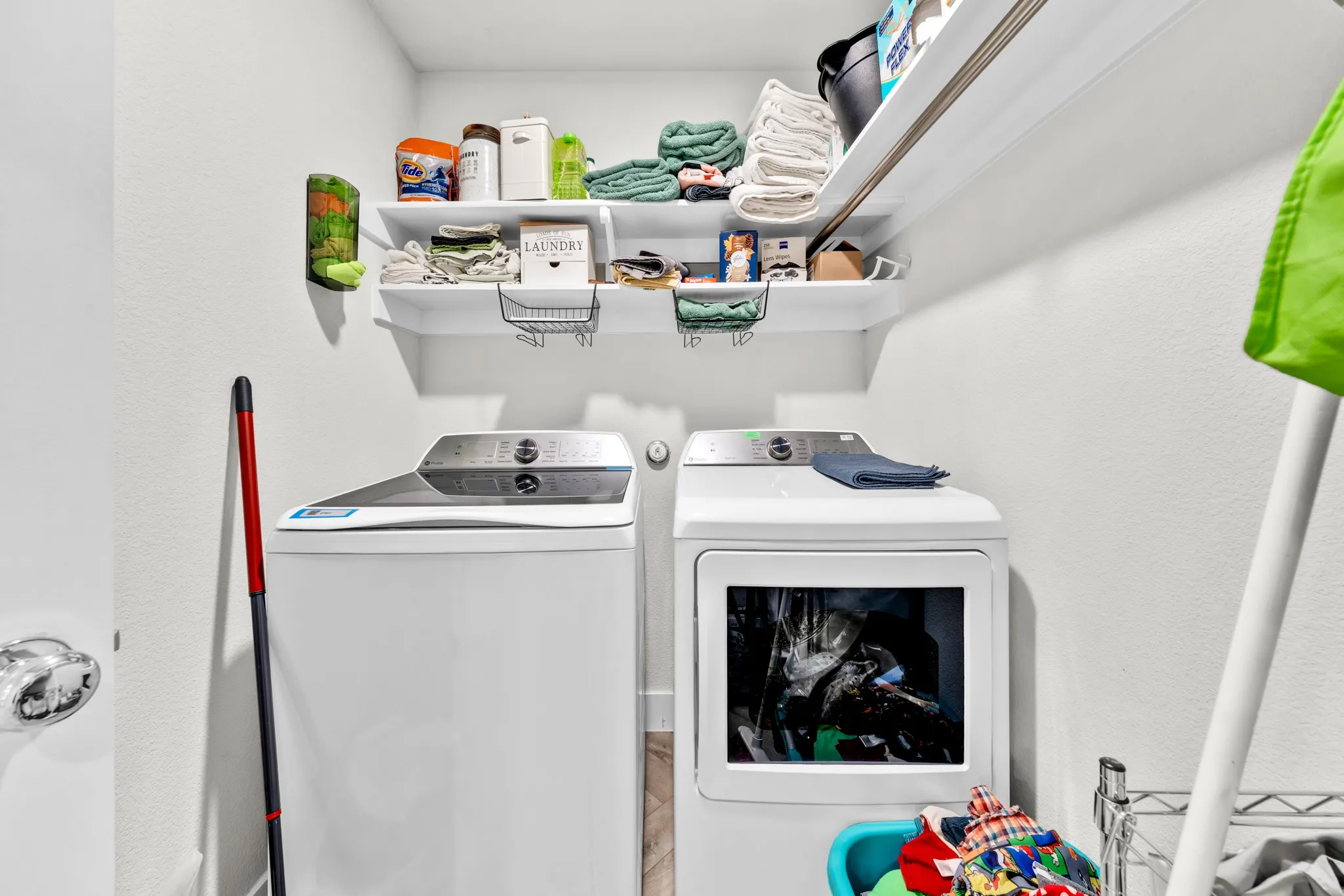 With two built-in storage shelves