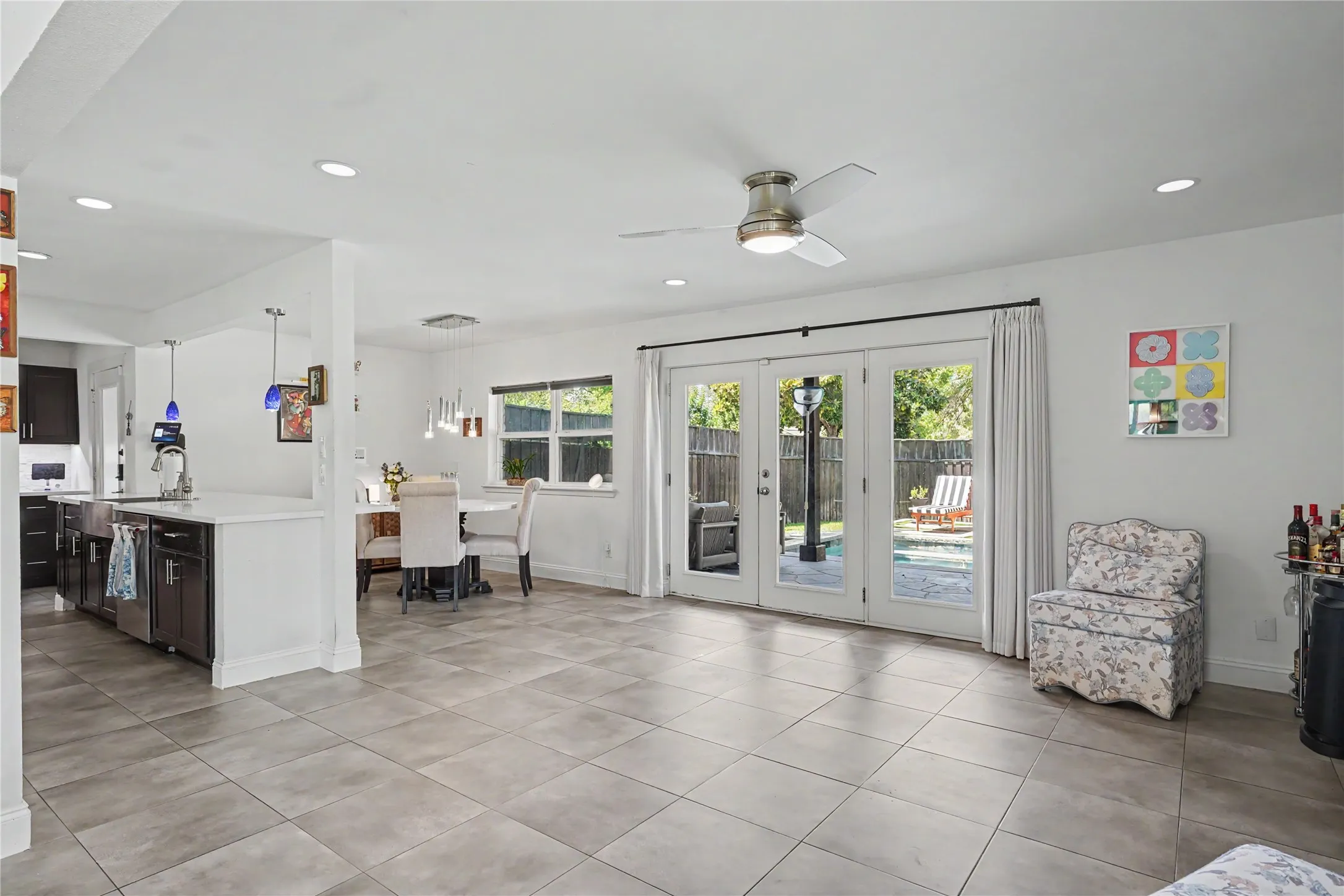 Doors to backyard patio and pool