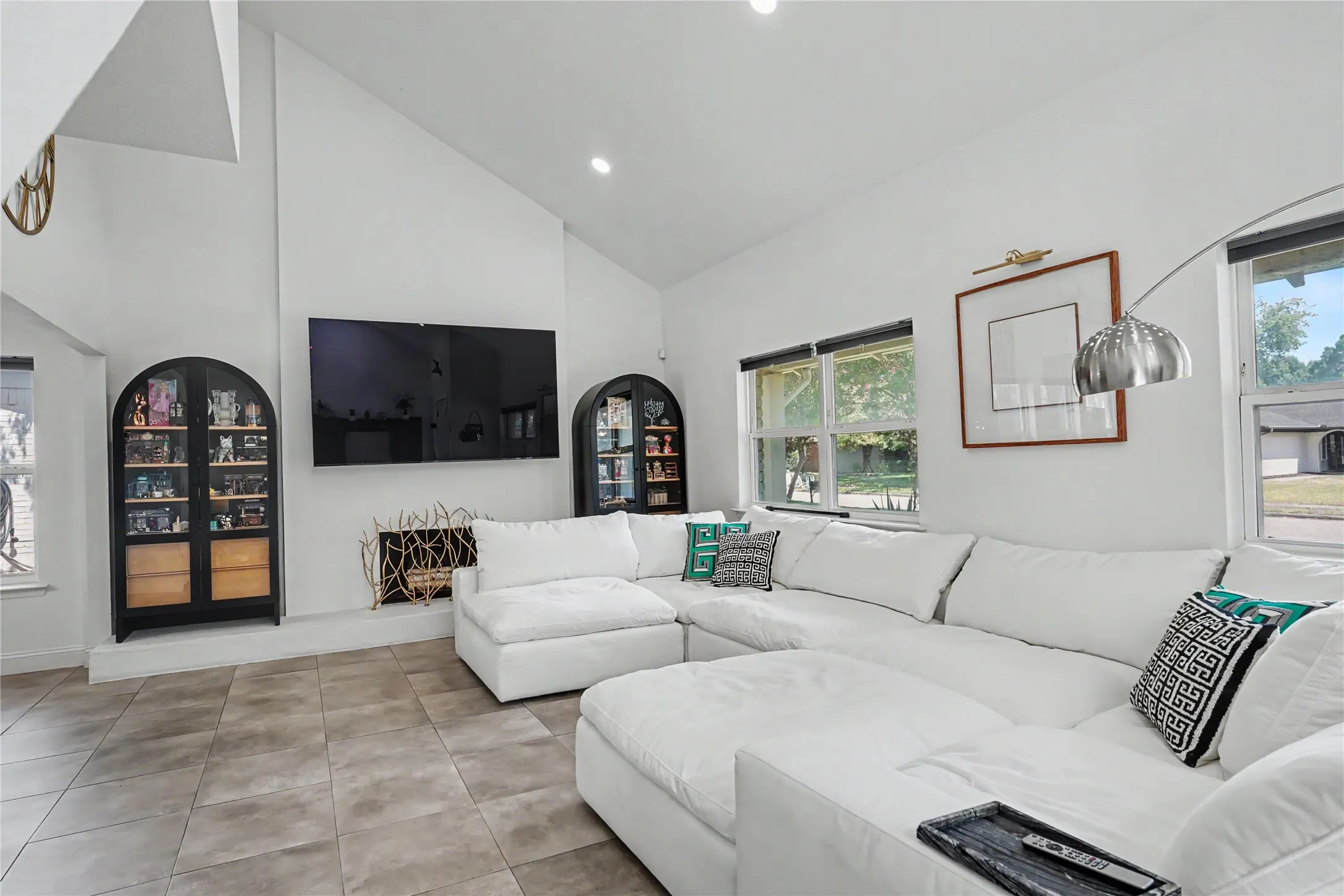 Living room with fireplace