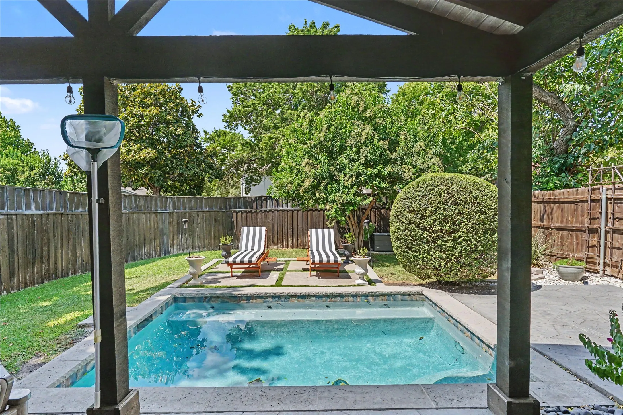 Backyard pool from sliding door
