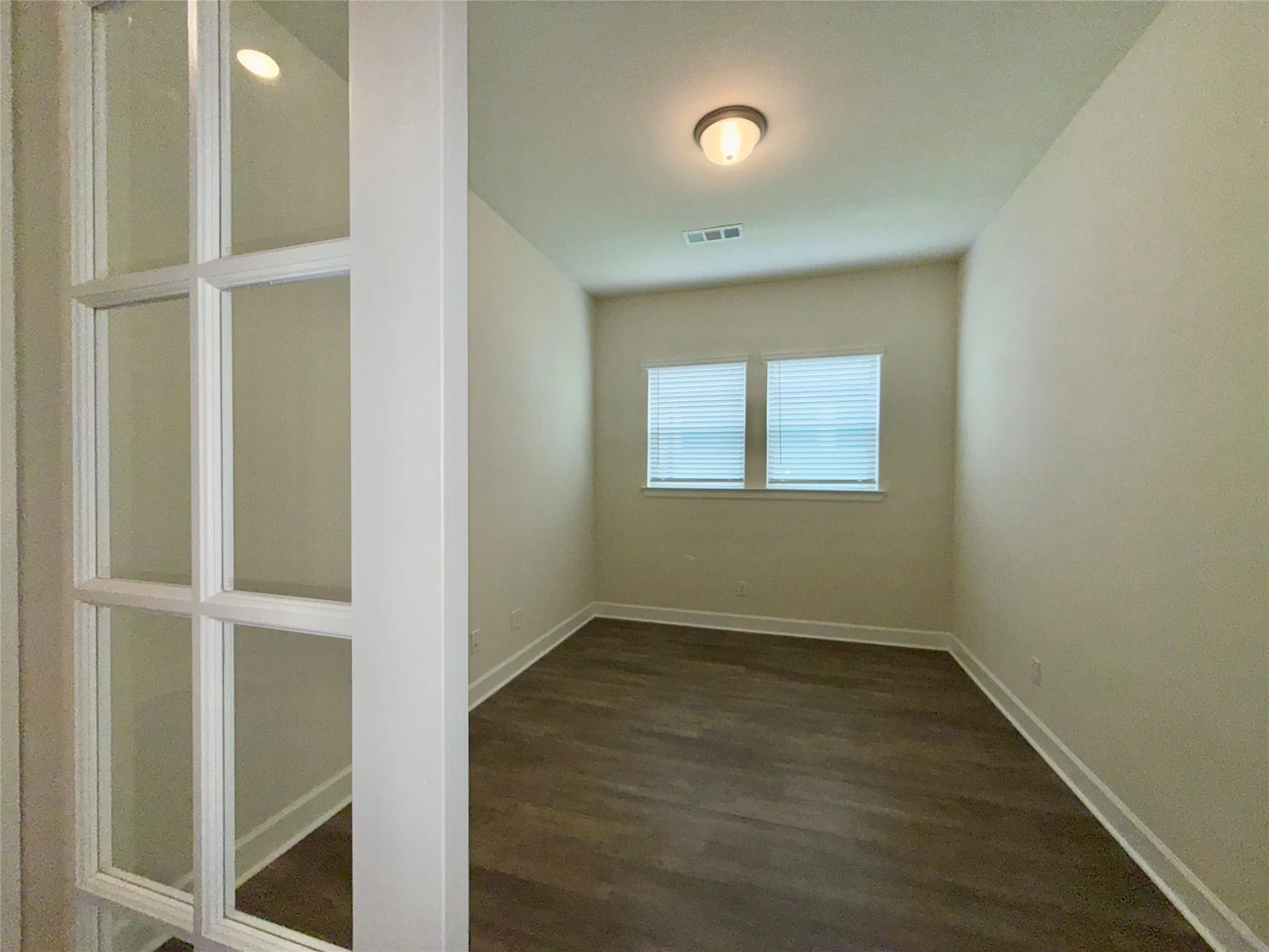 Office with french doors for privacy