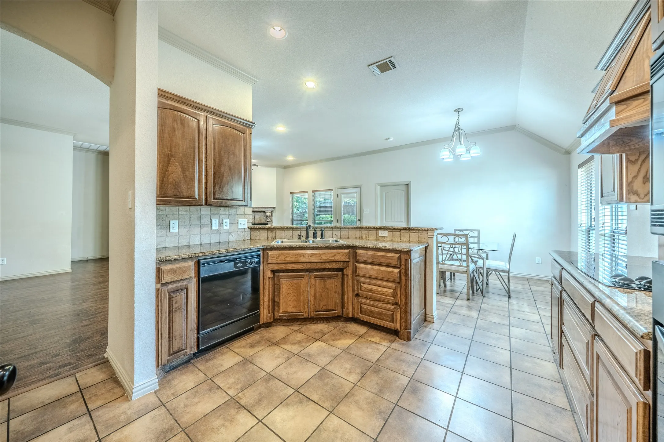 Kitchen view to dining area.
