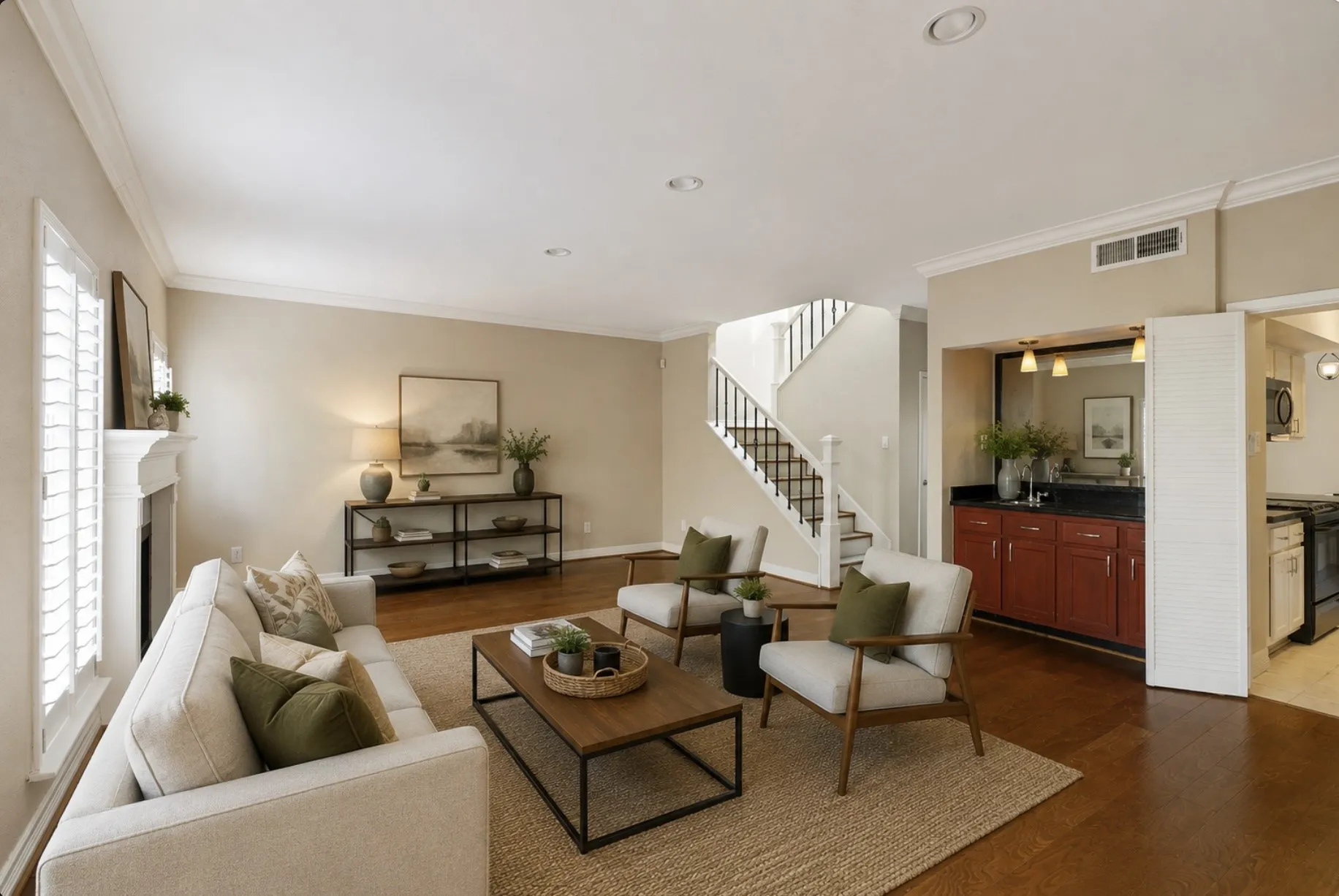 Hardwood-style flooring throughout
