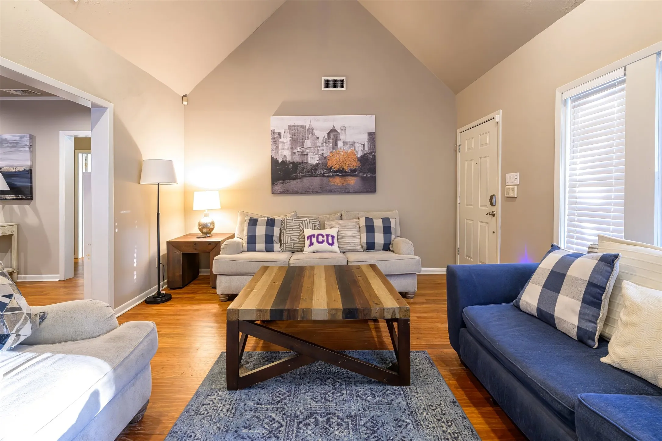 Vaulted Ceiling and plenty of seating.