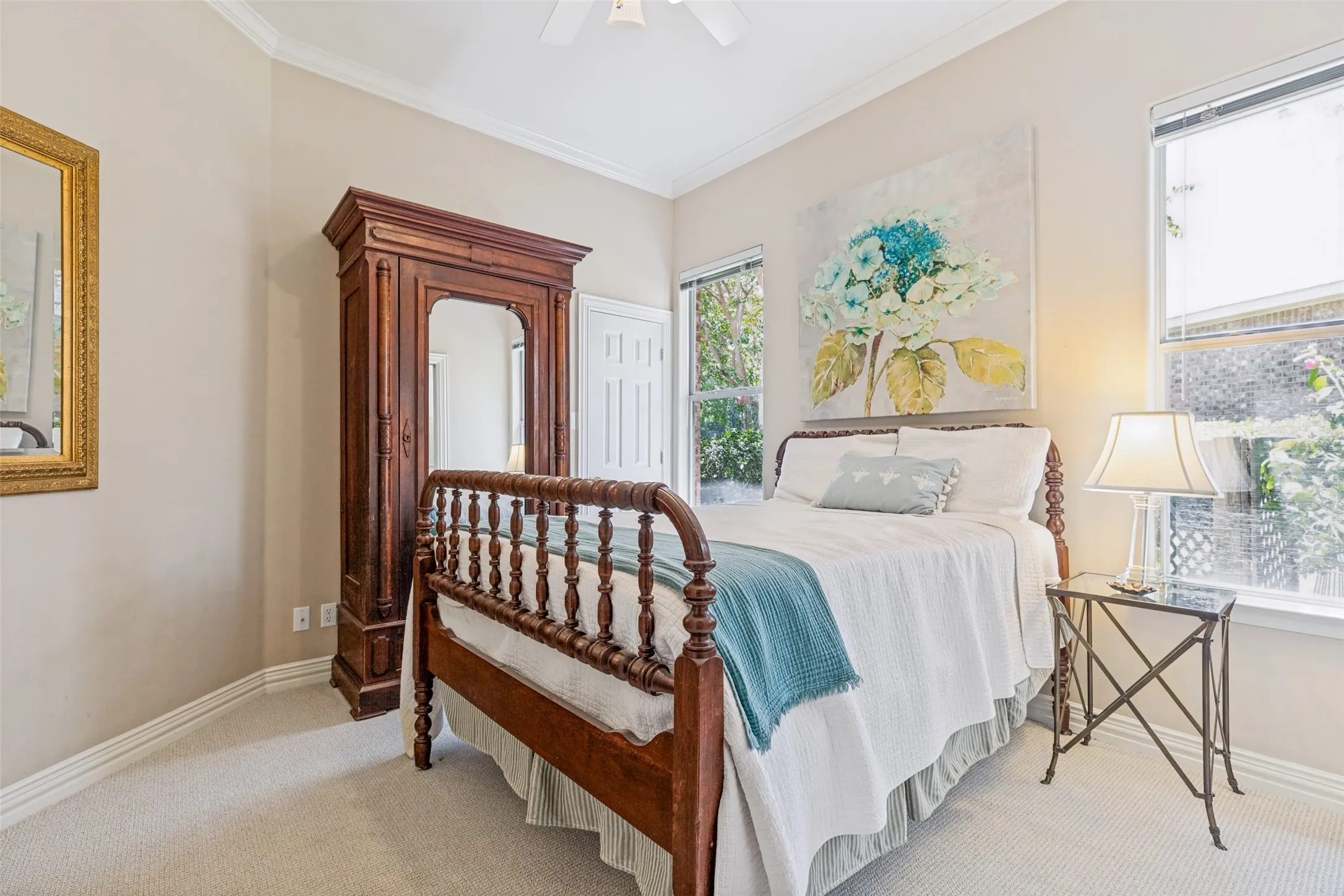 Bedroom suite with an attached bath.