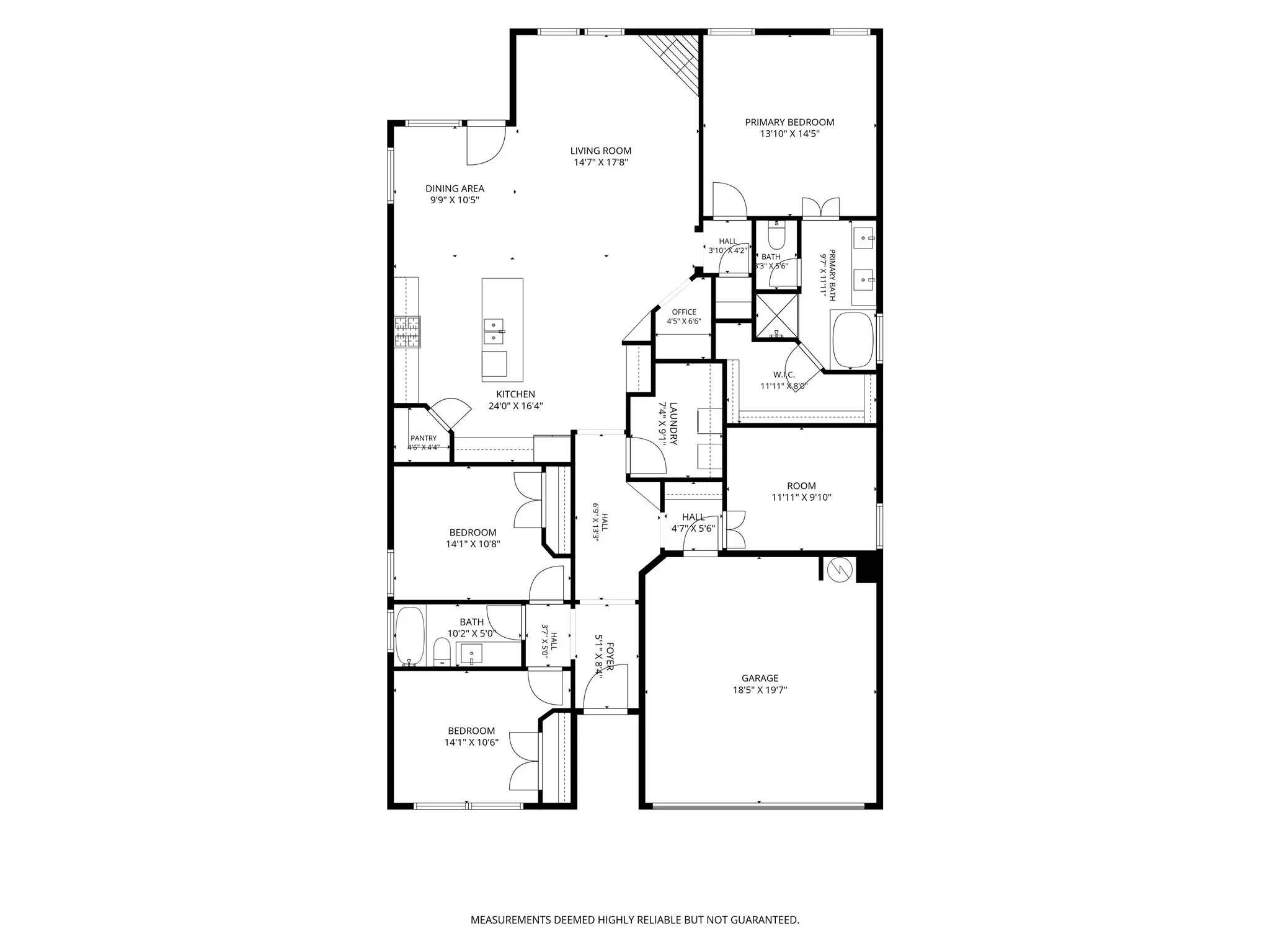 3 bedrooms, 2 bathrooms, 2 office spaces and one story