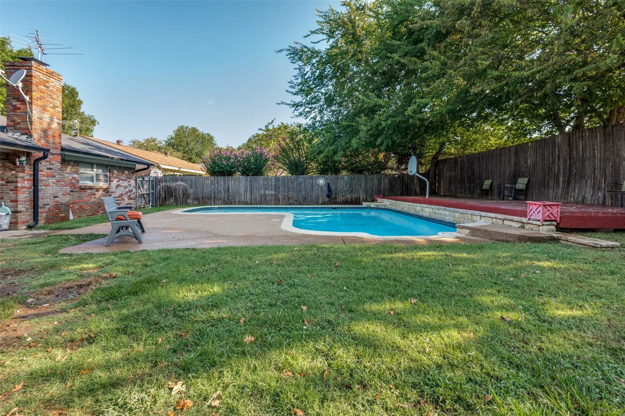 Side view of backyard