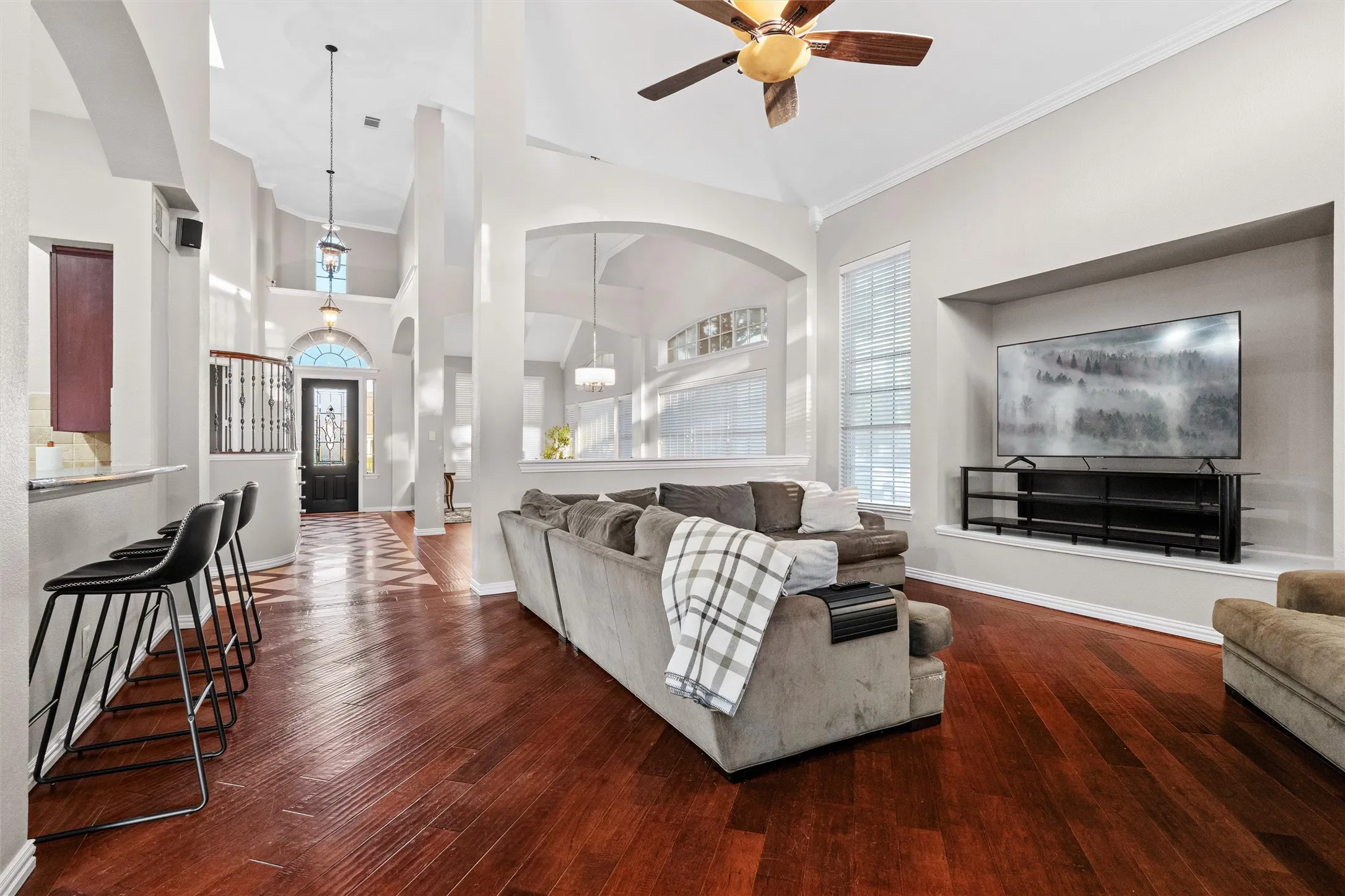 Expansive open concept design showcasing elegant architectural details.