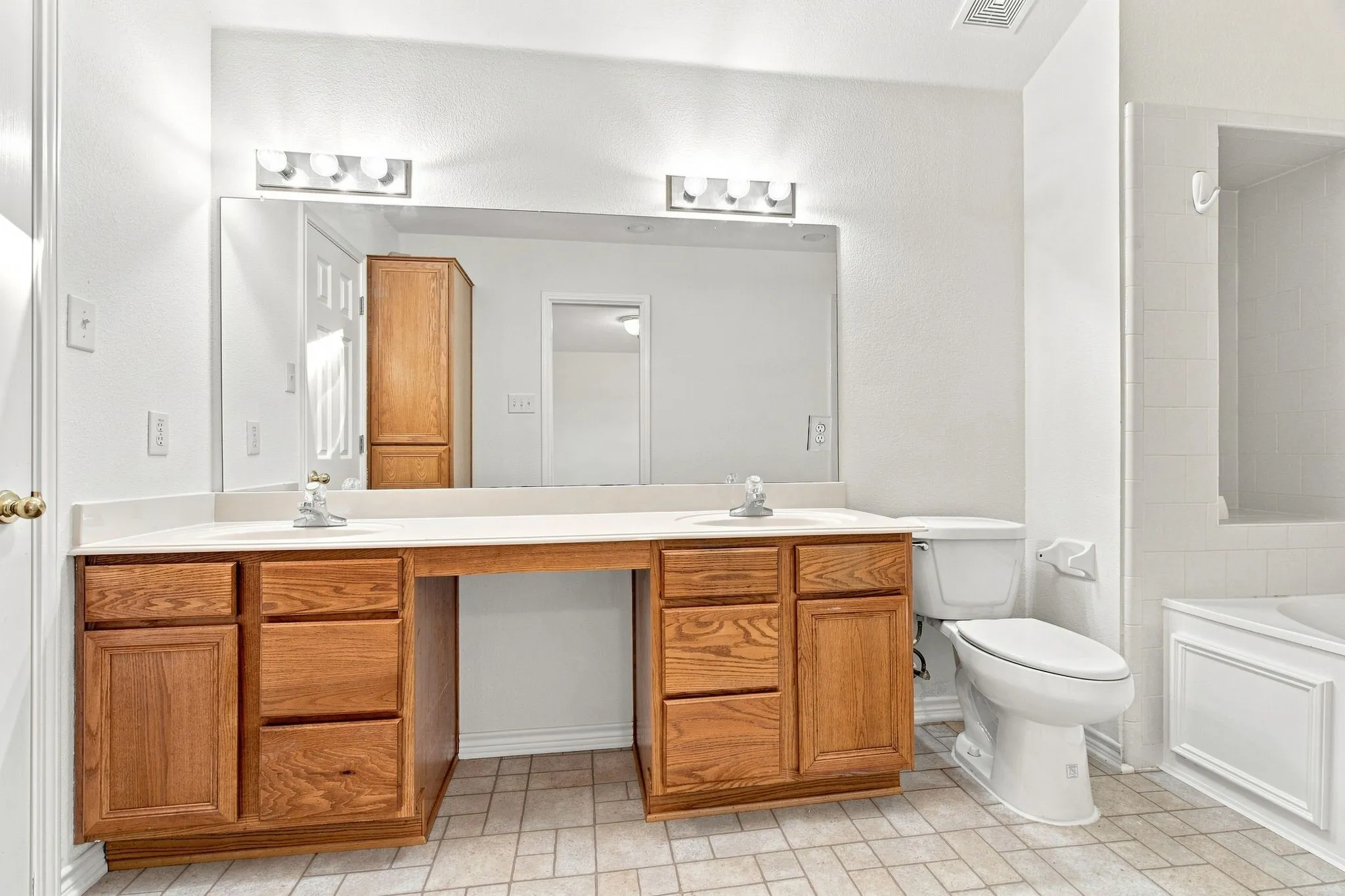 Primary bathroom with dual sinks