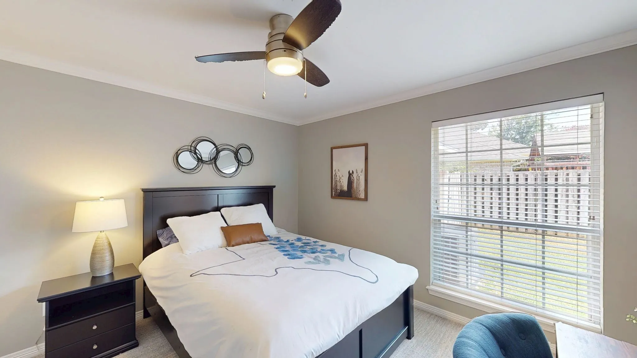 Large window and ample space for desk and additional furniture, 11'x12'.