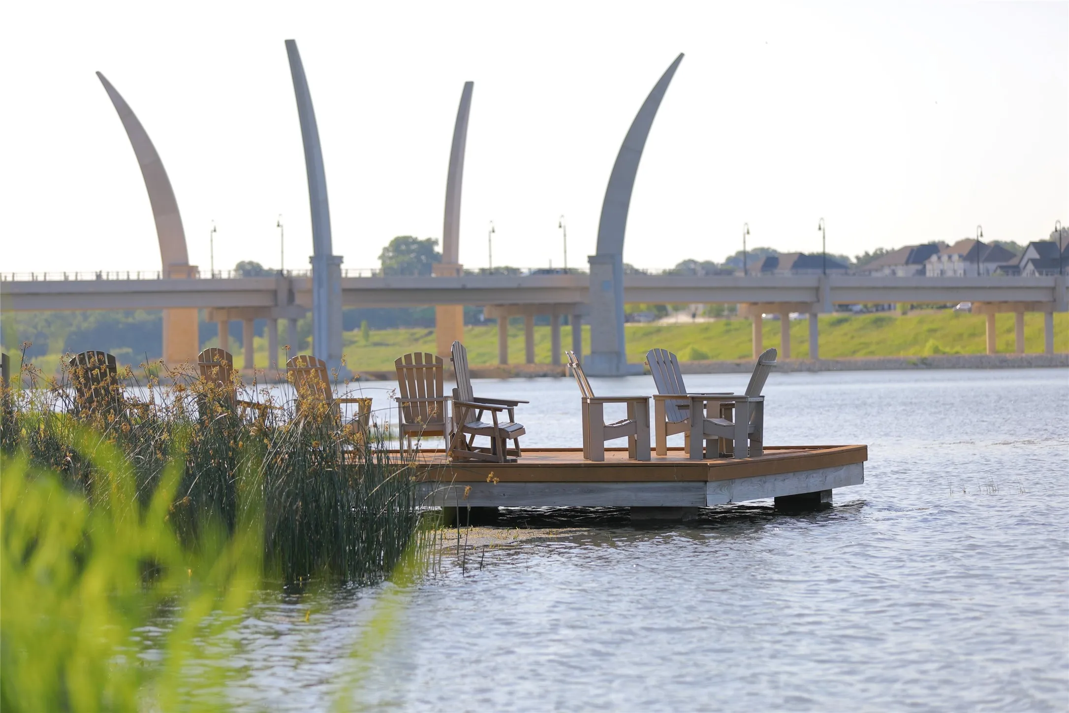 Floating dock with wood-finish decking