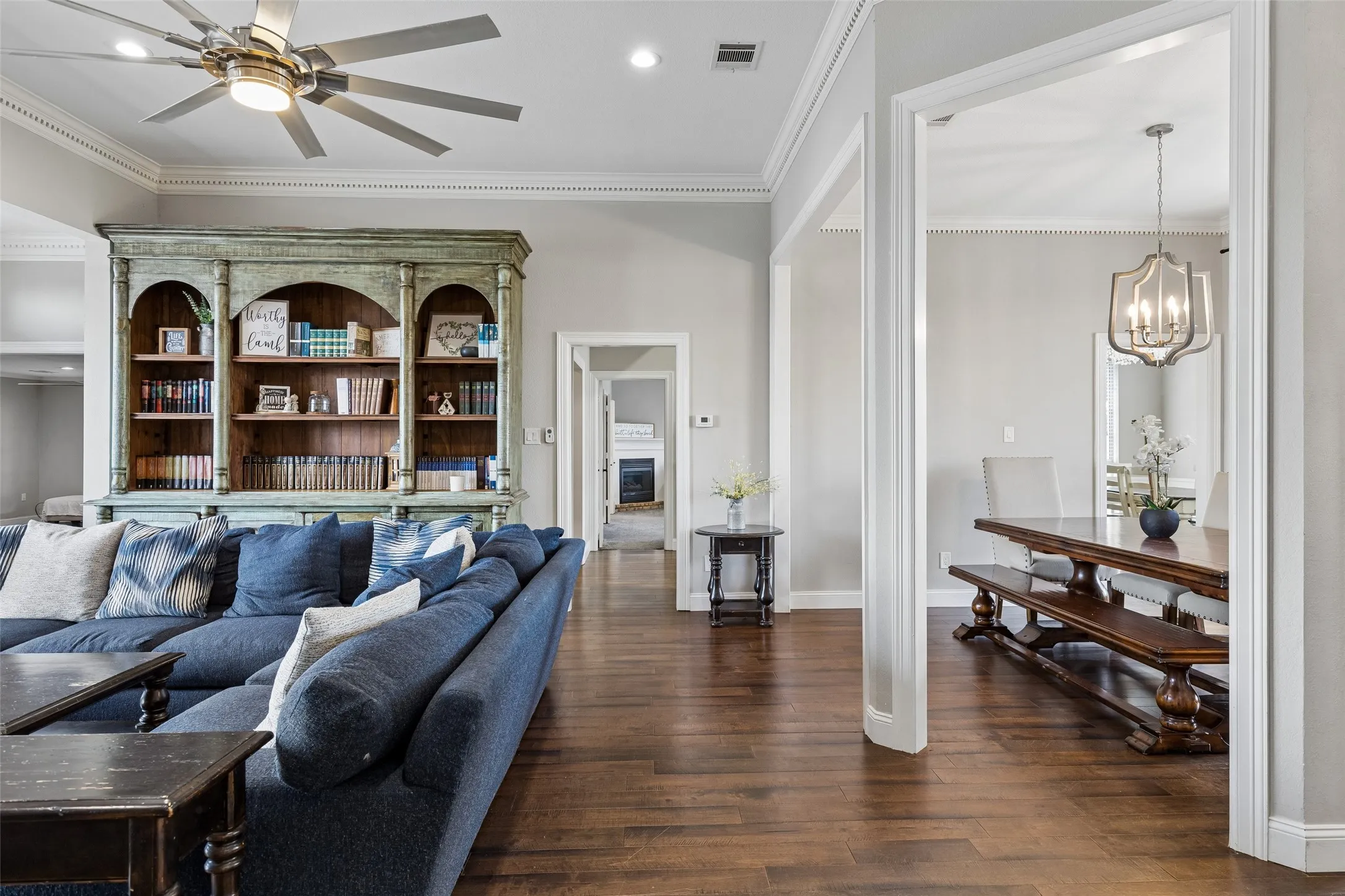 Wood-finish flooring throughout