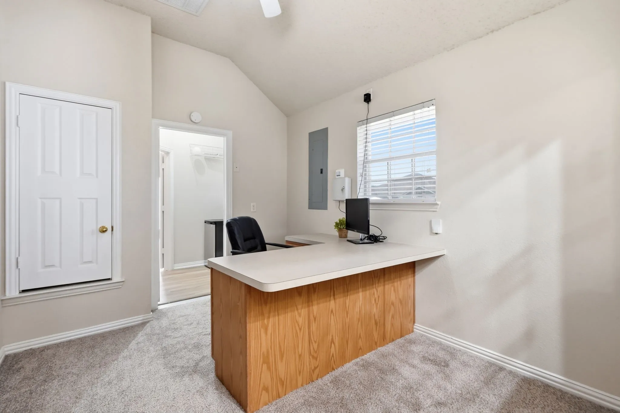 Office with built-in desk