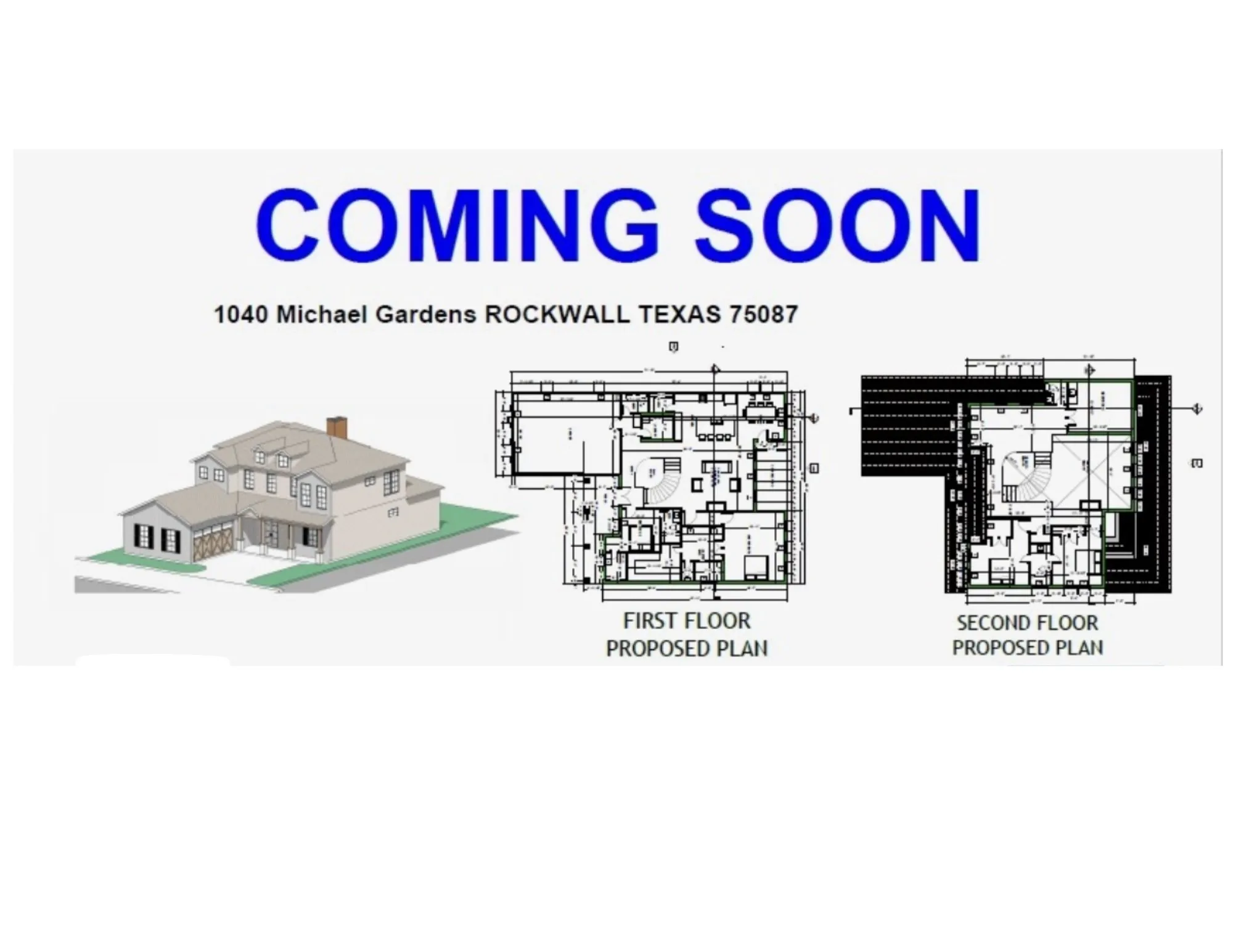 Single Family Residence For Sale in Rockwall County , 1040 Michael Gardens, Rockwall, Texas 75087, 4 Bedroom, 4 Bathroom, 2 Garage spaces, 3,708 Sqft, built in 2026, Price $875,000, mls#21359721, Real Estate Agent in Rockwall, Homes For Sale in Rockwall county, Homes For Sale in Rockwall, Realtor in Rockwall Texas, Real Estate Brokerage Independent Realty Texas, Luminita Cordes Realtor