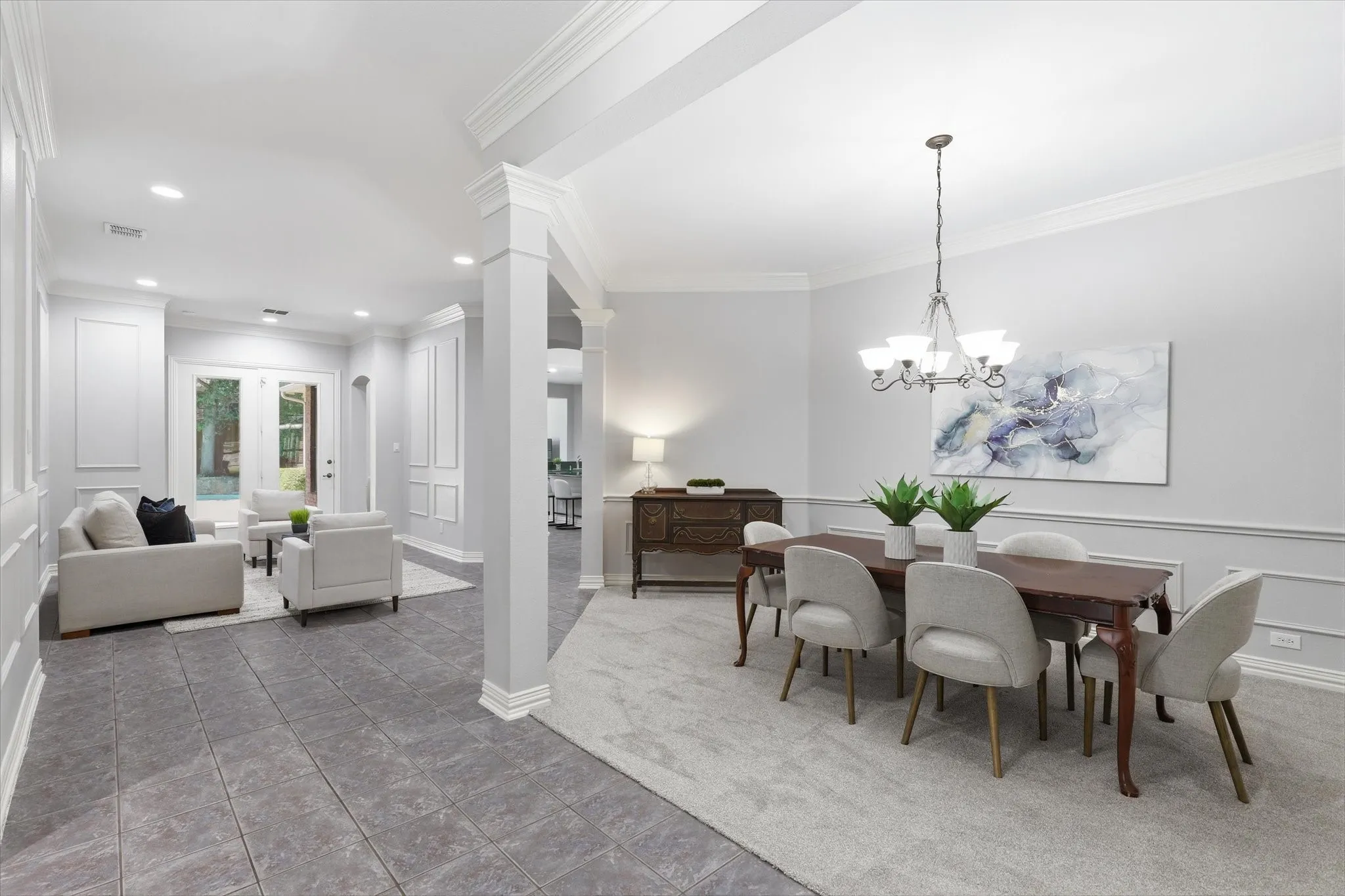 Elegant entertaining spaces are at the front of the home.