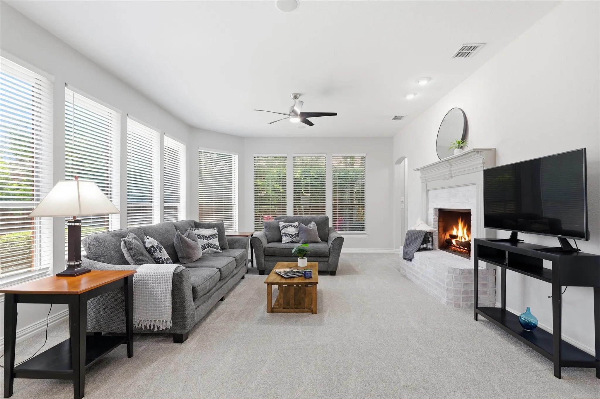 The Family Room is nicely sized with new carpeting and ready for relaxation.