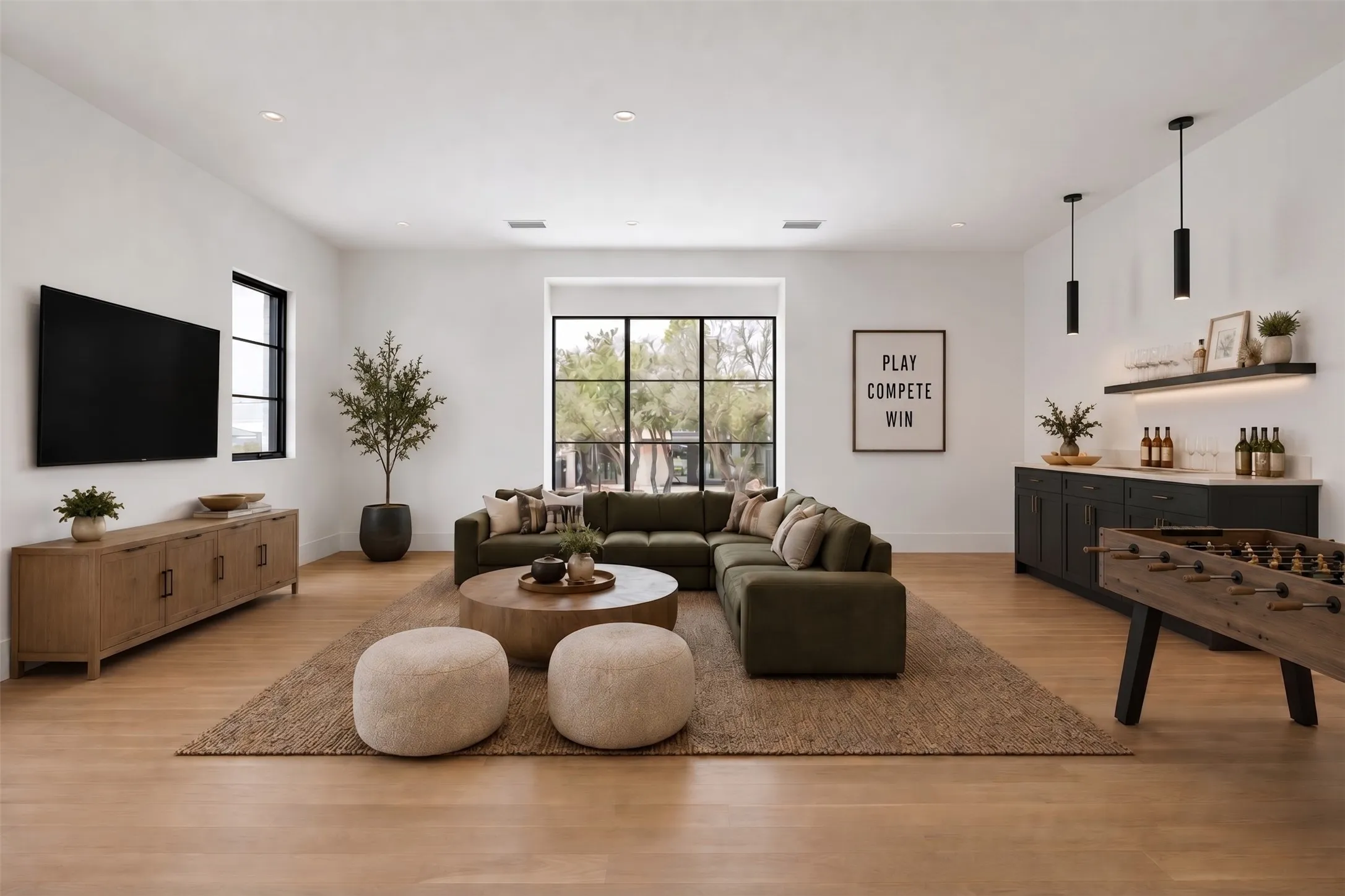 Bonus room virtually staged as a game room