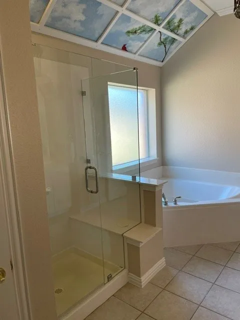 Master Bath updated paint and shower door