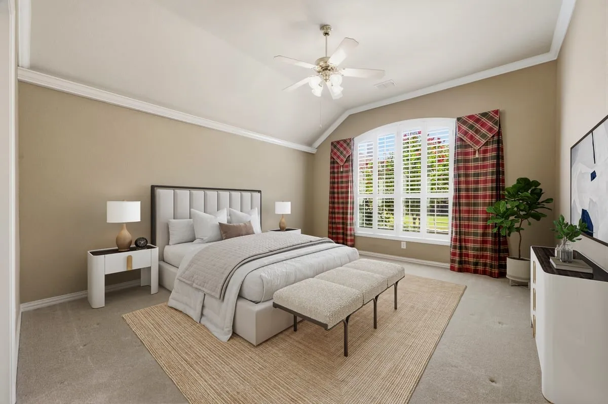 VIRTUALLY STAGED - picture prior to new paint - drapes removed