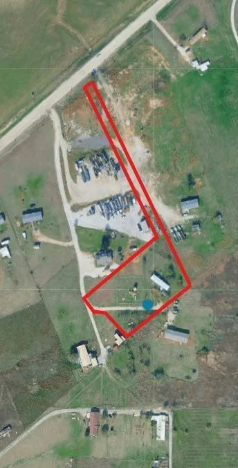 Aerial Survey. Highlighting the property boundary and land features