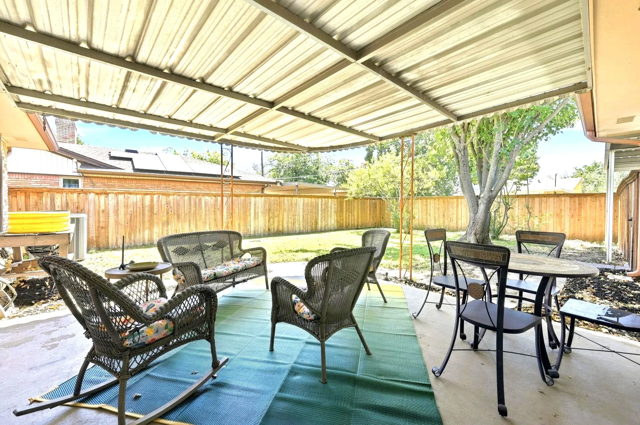 Covered patio is spacious.