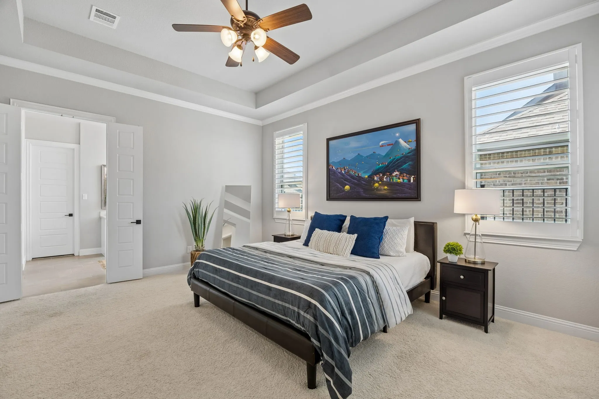 Plantation shutters throughout