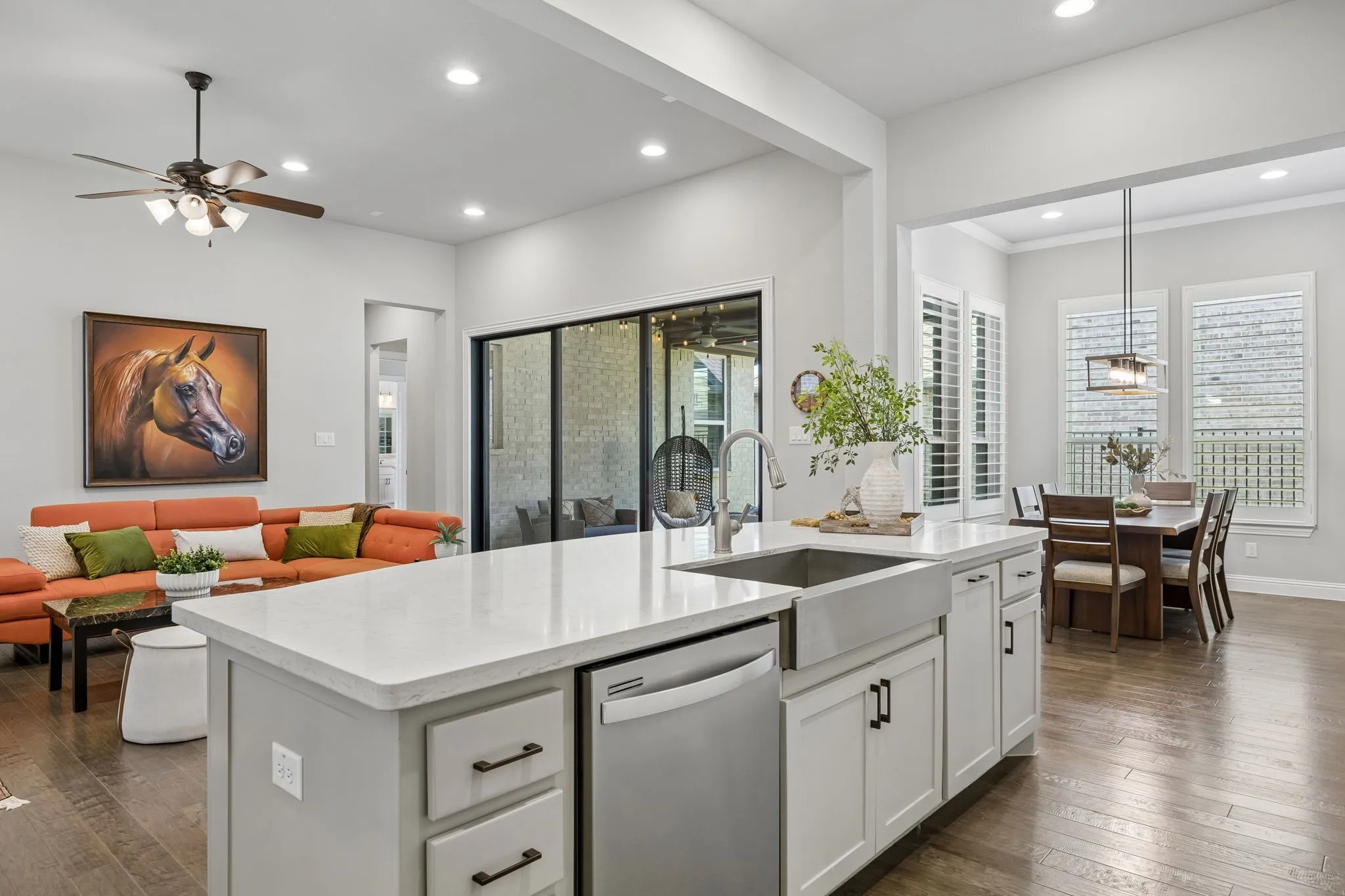 Farmhouse sink - open to living and dining