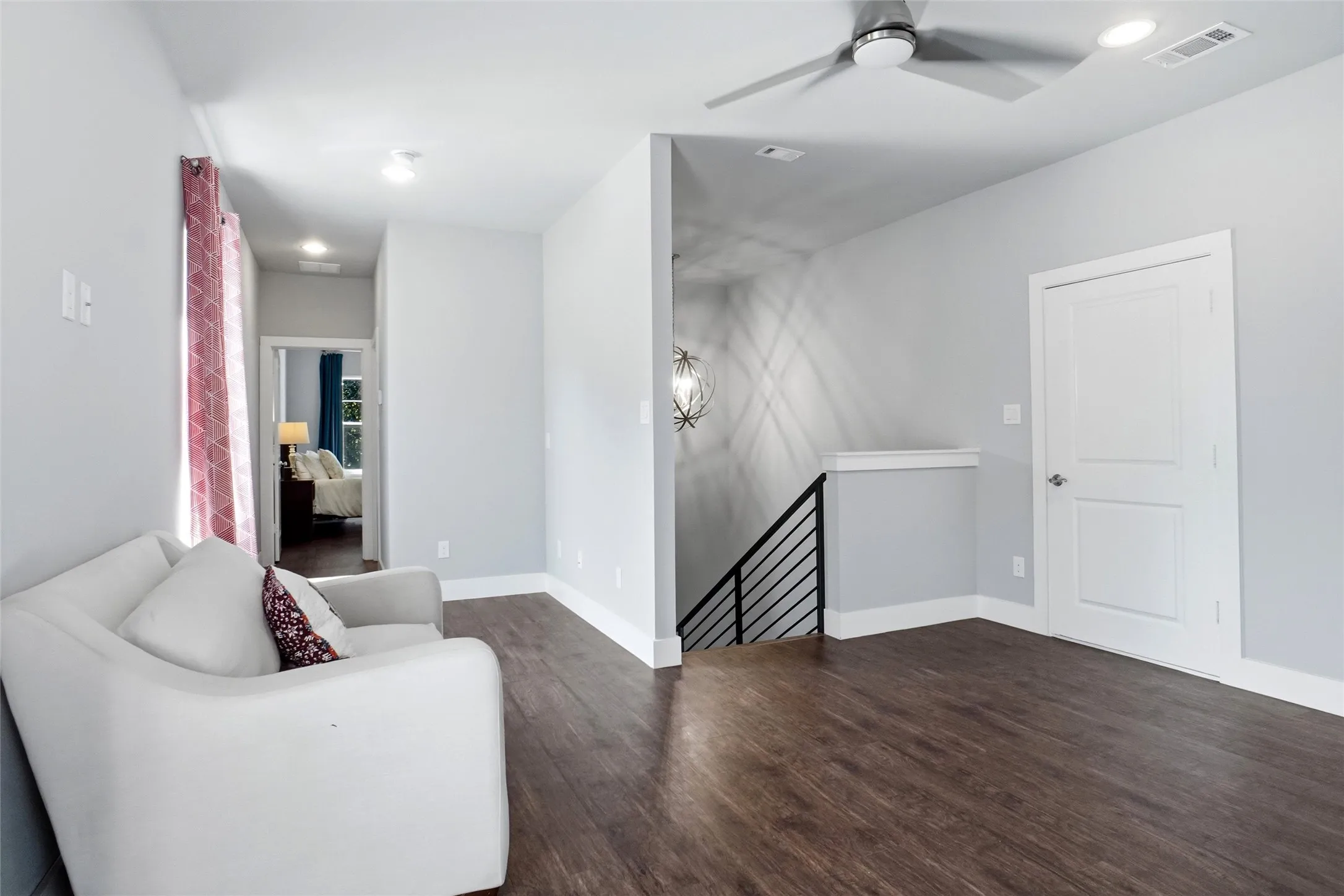 This is the game room upstairs and the door in the picture is to the walk-out storage.  This is a HUGE area for storage!