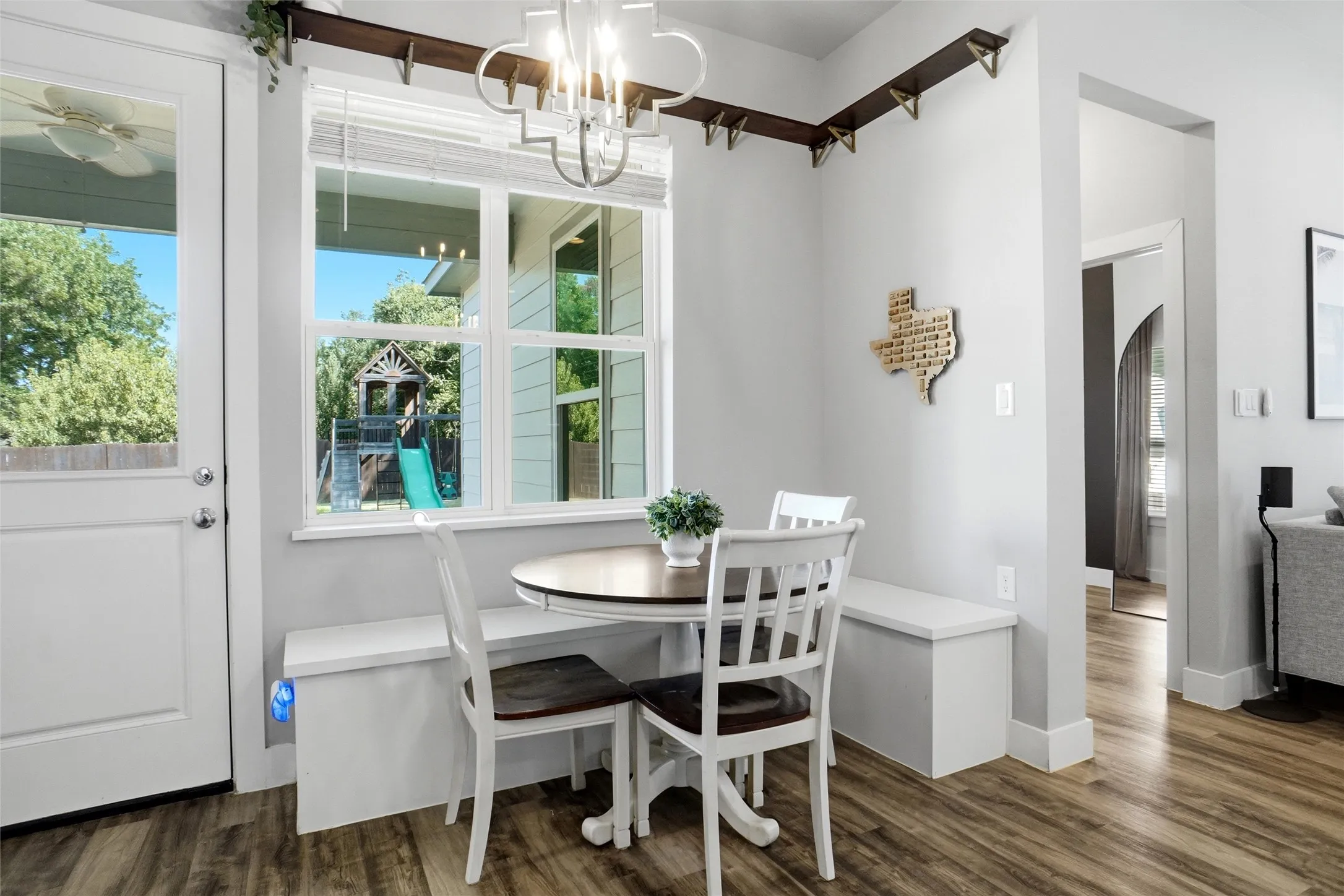 Here is the breakfast area overlooking the patio and yard.