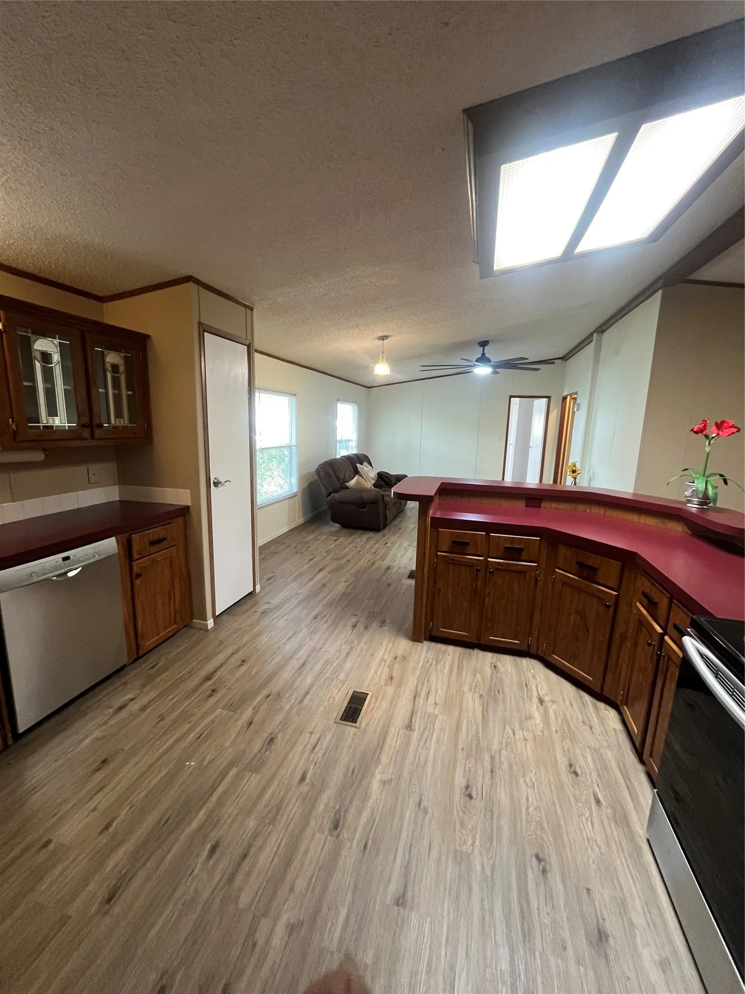 View from Kitchen into the Family Room. Open Floor Plan