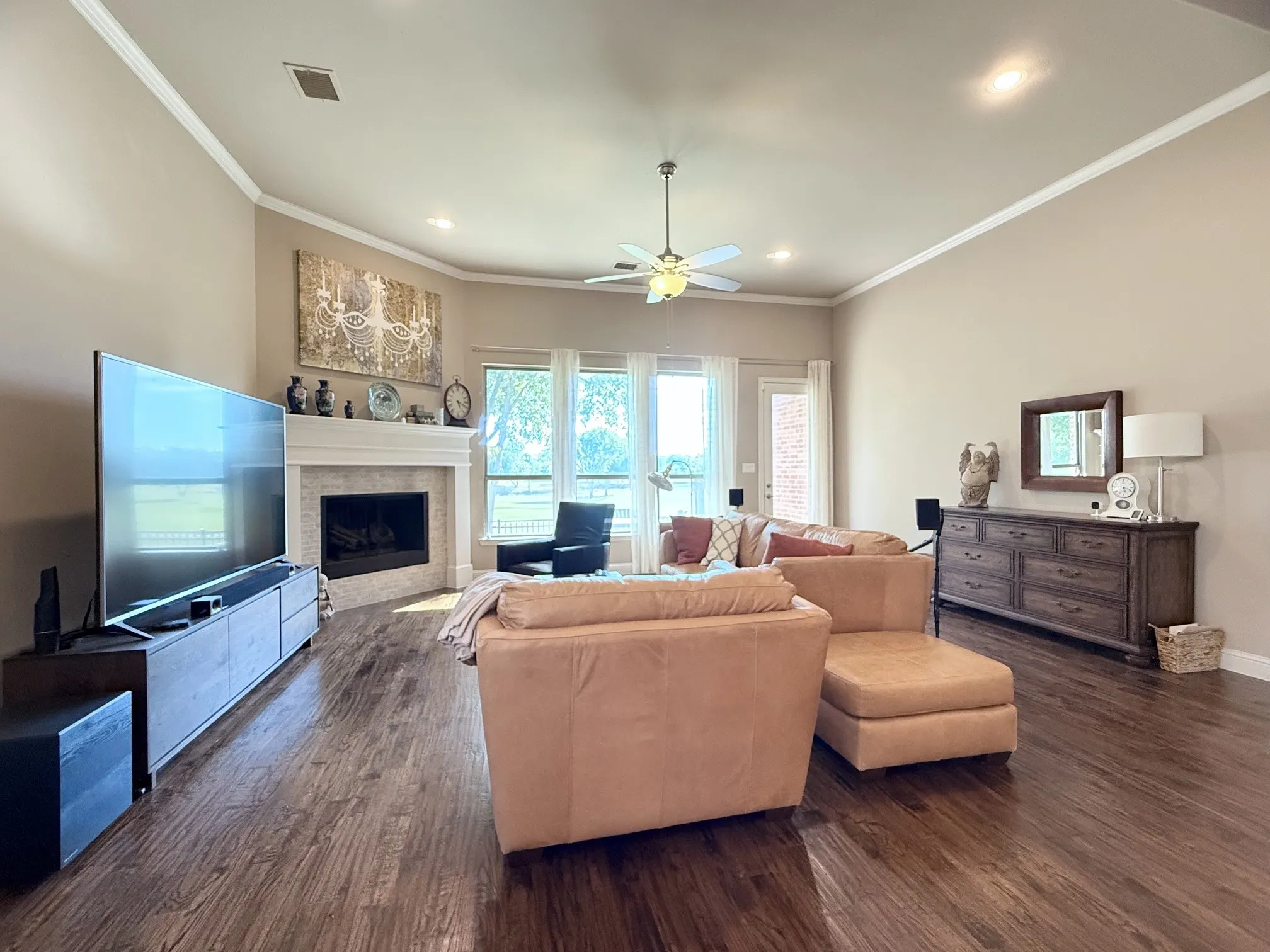 Family room with fireplace