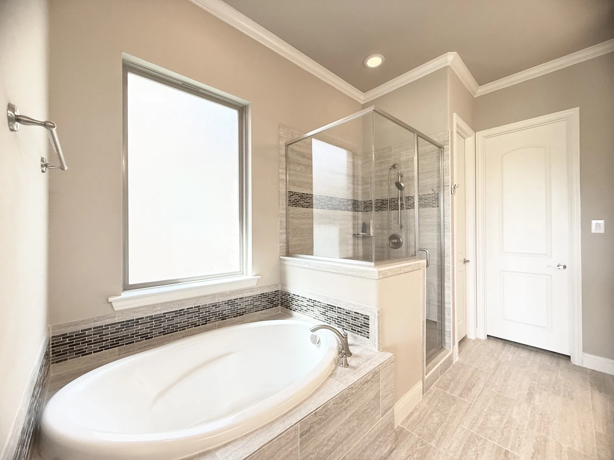 Primary bath with over-sized soaking tub