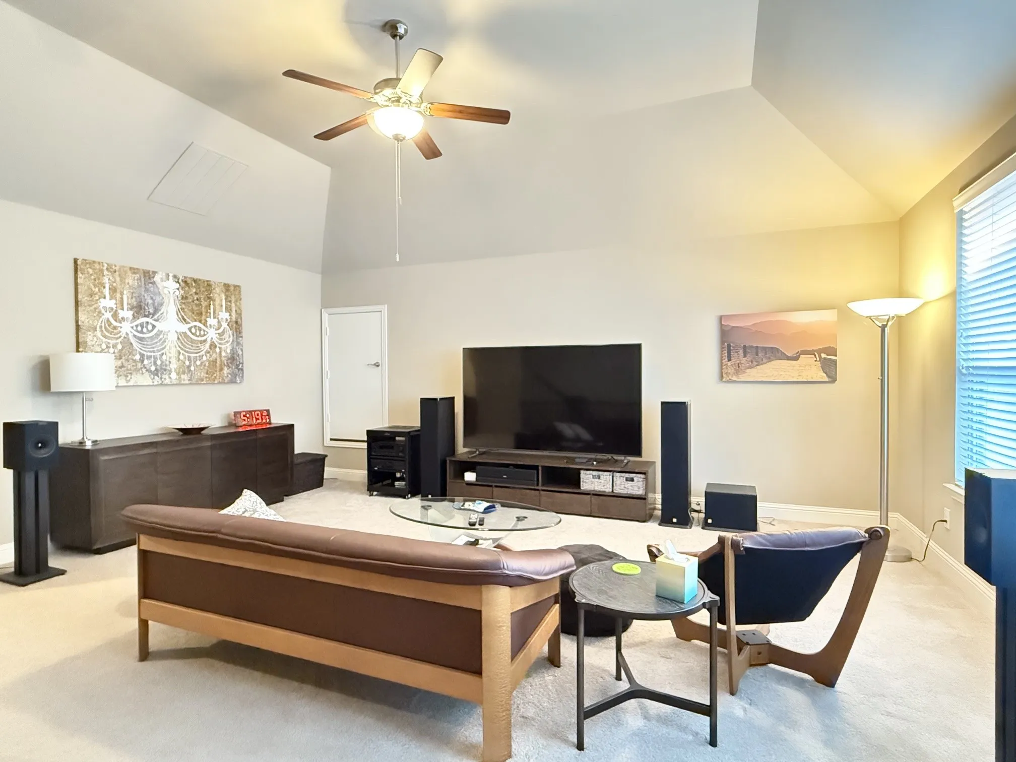 Upstairs living with  vaulted ceiling