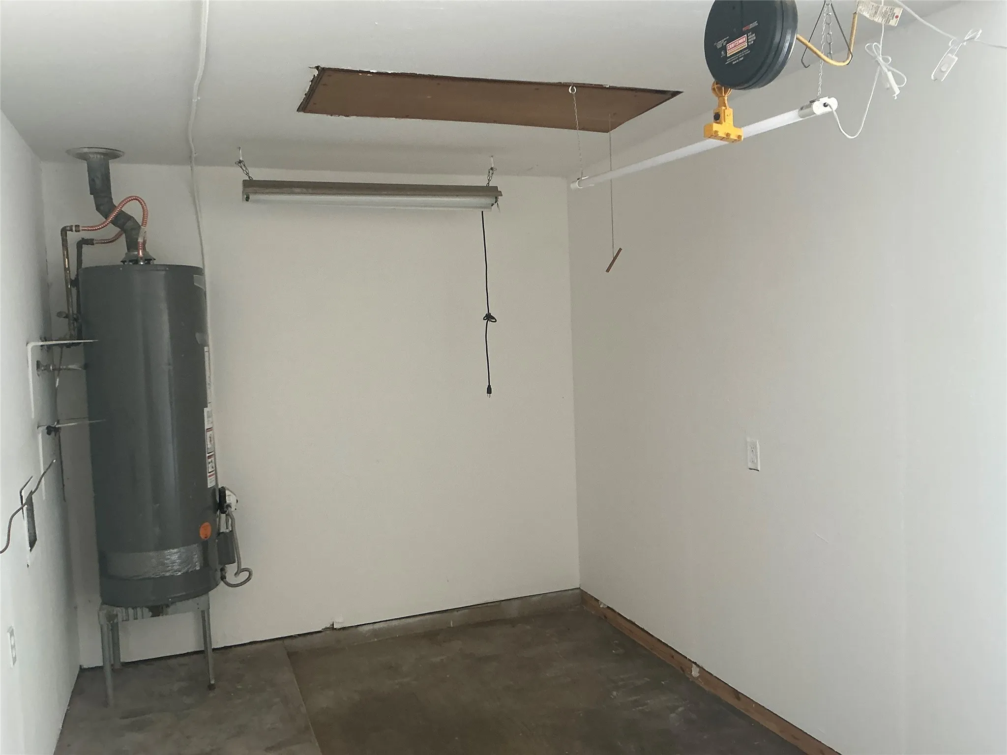 hot water heater and attic entry