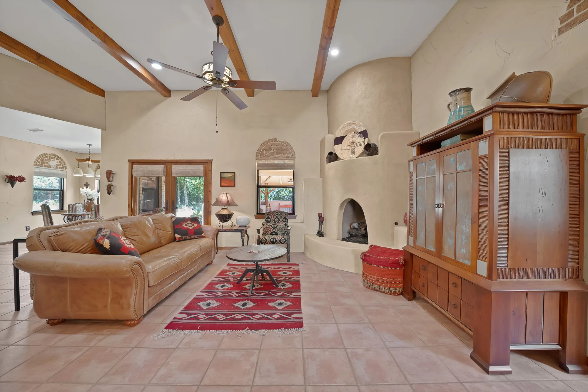 Family room looking towards the patio and breakfast nook.