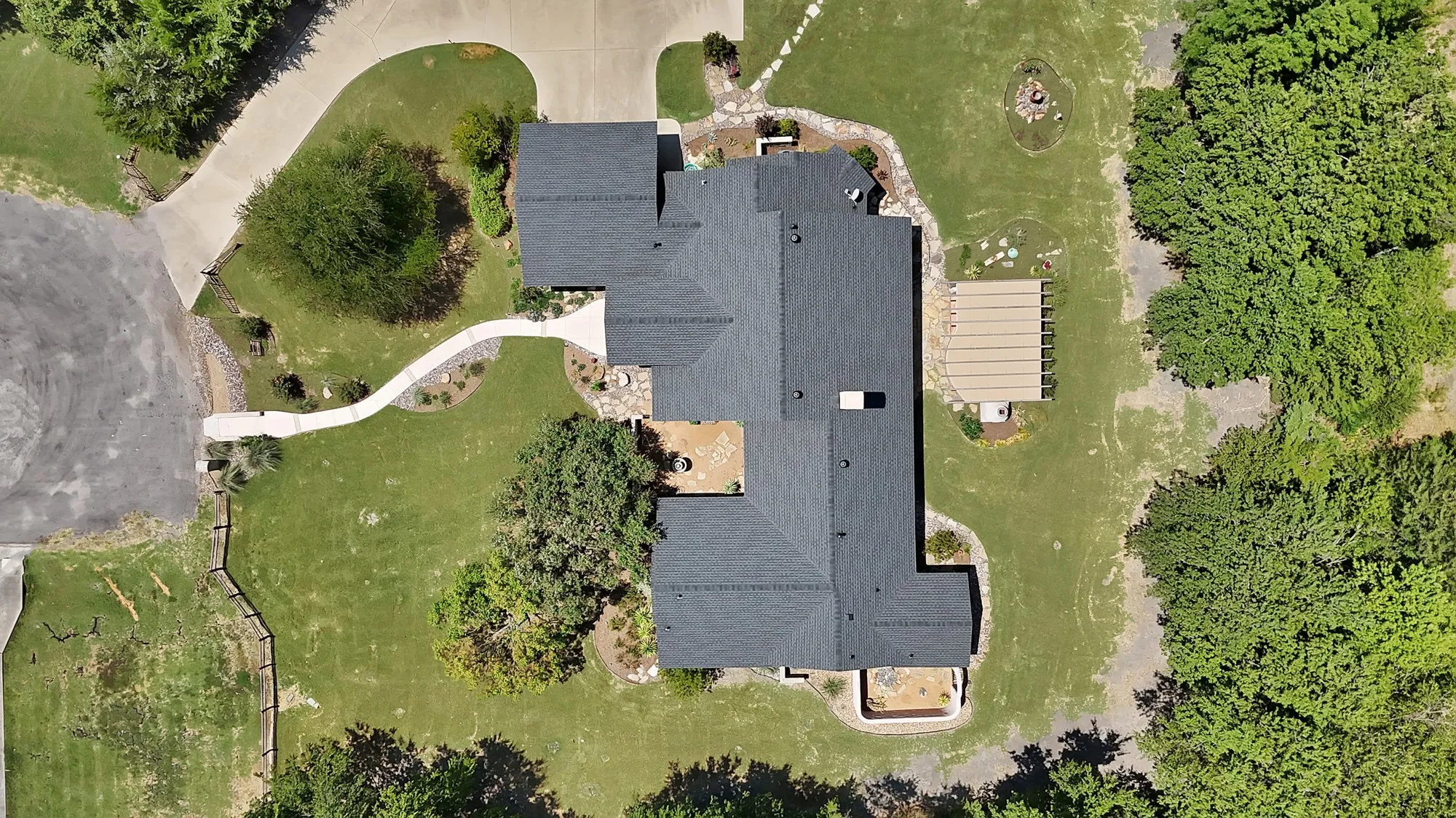 Aerial view of the main house.
